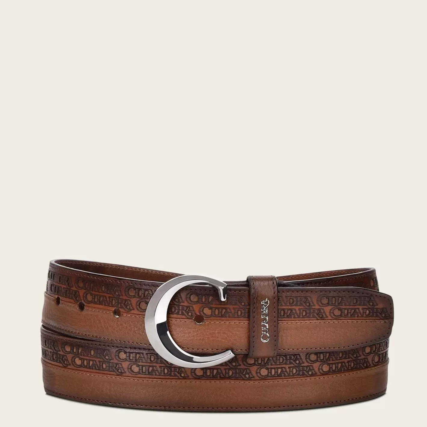 Cuadra Engraved Honey Urban Leather Belt Cheap