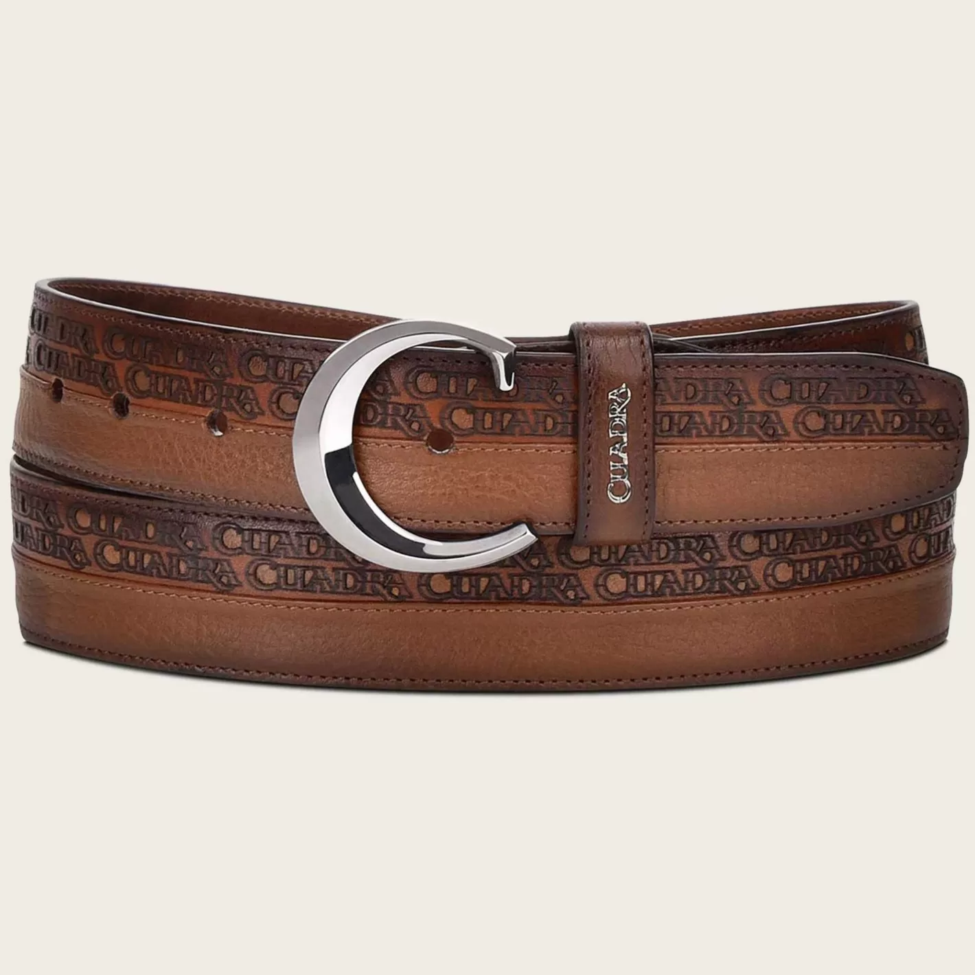 Cuadra Engraved Honey Urban Leather Belt Cheap