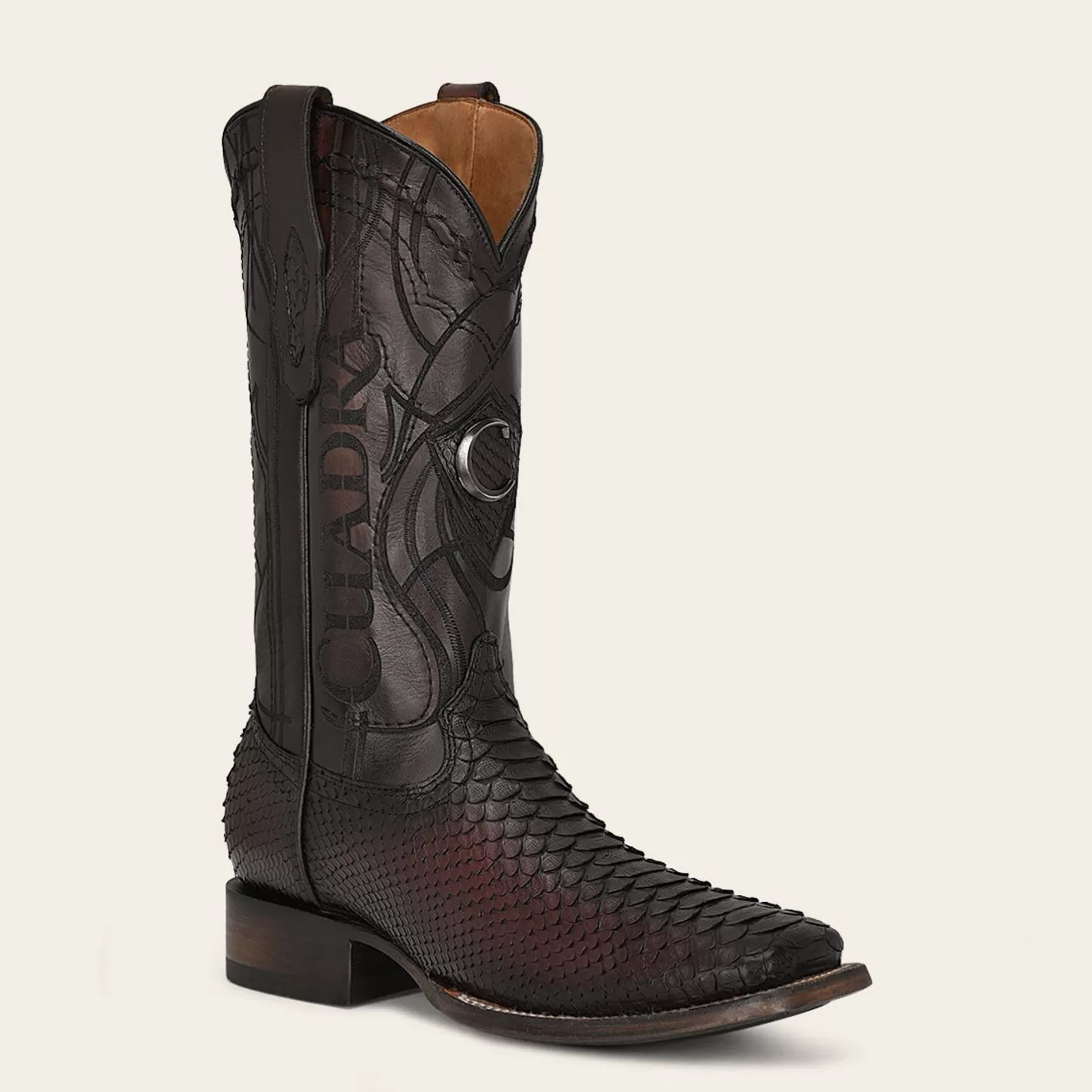 Cuadra Engraved Mahogany Python Leather Western Boot Hot