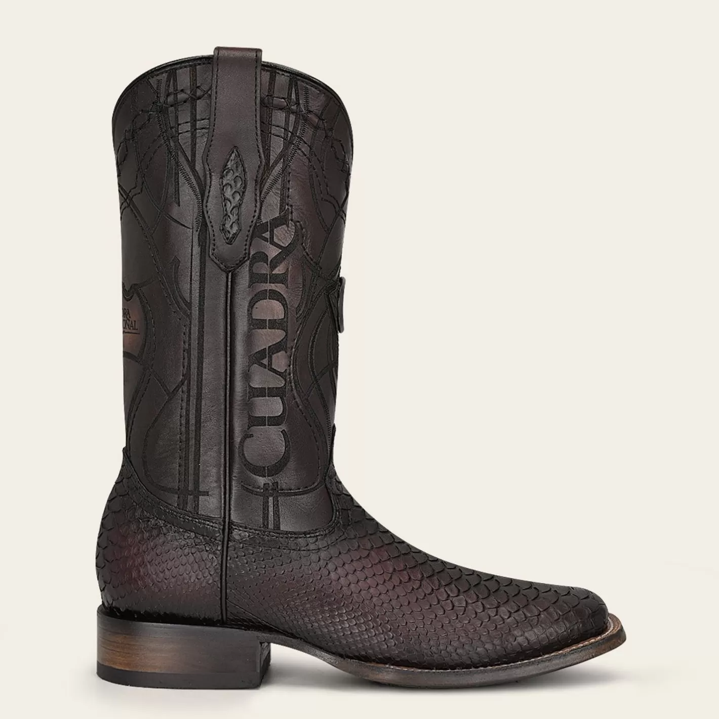 Cuadra Engraved Mahogany Python Leather Western Boot Hot