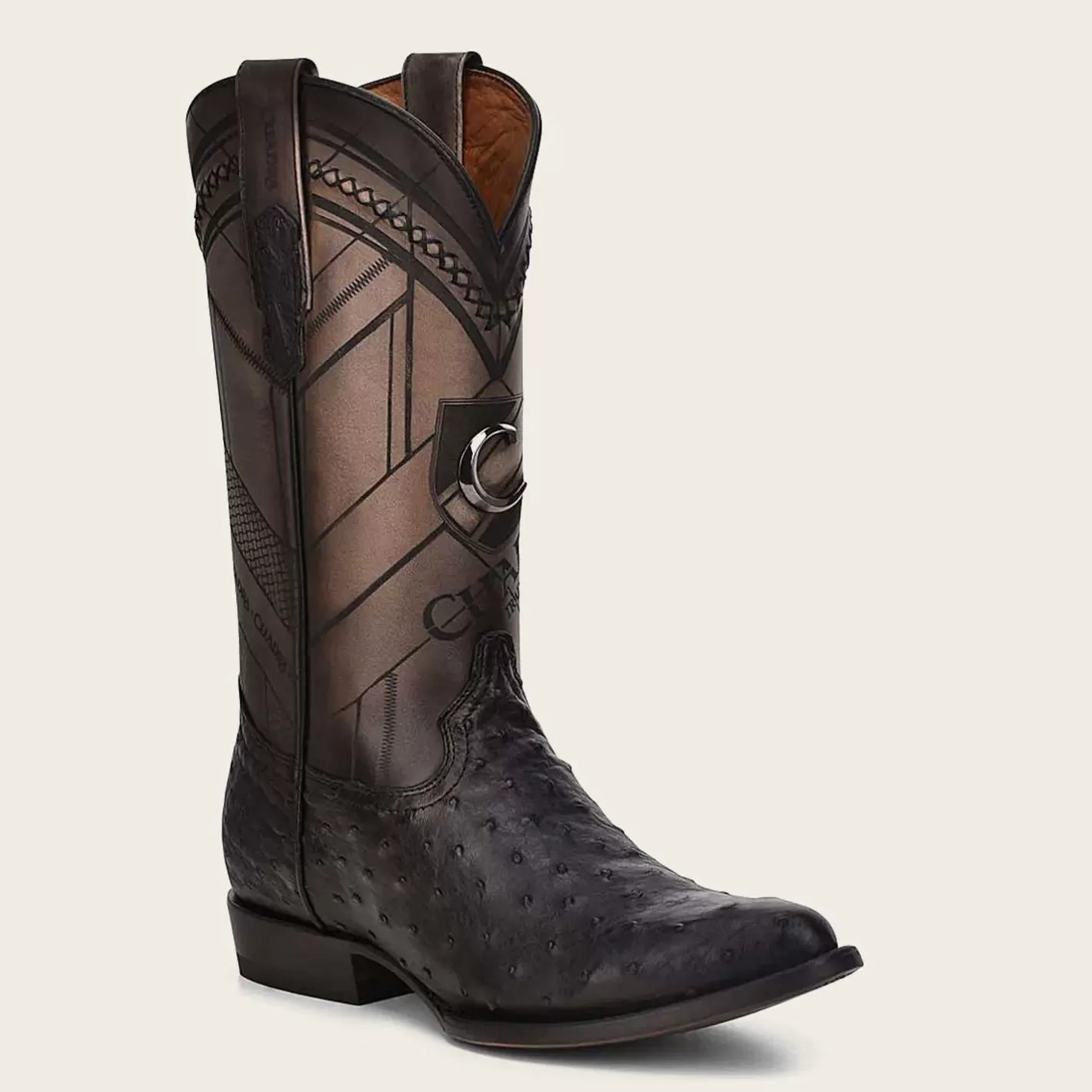 Cuadra Engraved Ostrich Leather Western Boot Cheap