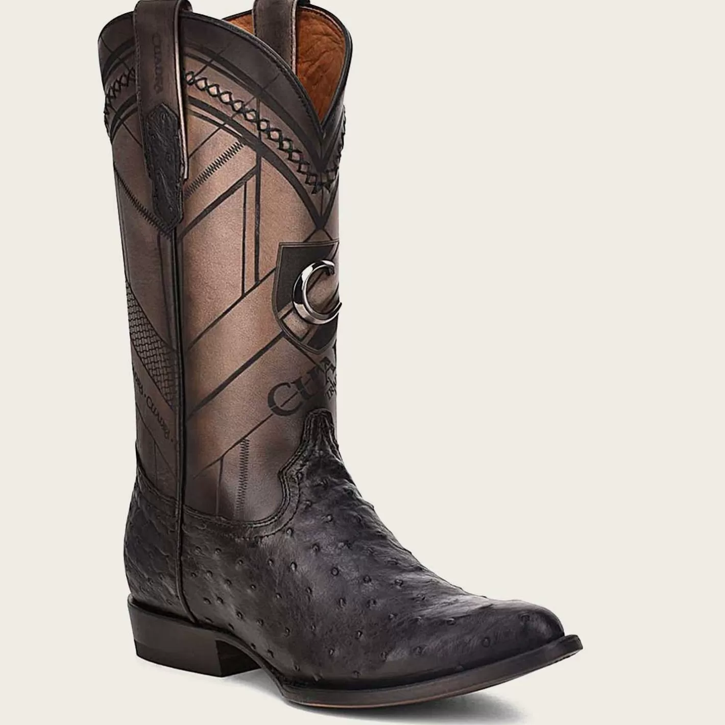 Cuadra Engraved Ostrich Leather Western Boot Cheap