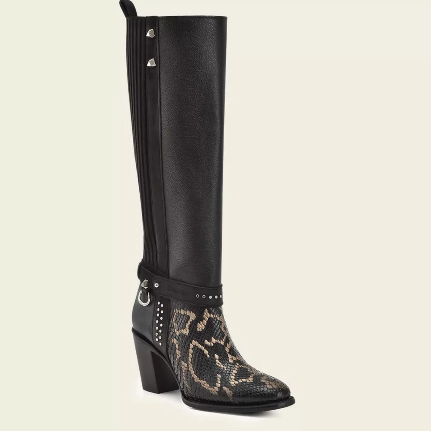 Cuadra Genuine Python Black Leather Tall Boot Outlet