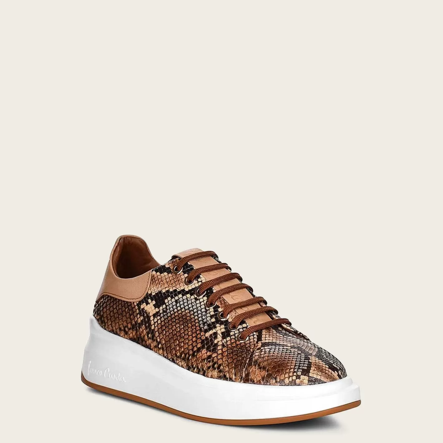 Cuadra Genuine Python Brown Leather Sneakers Fashion