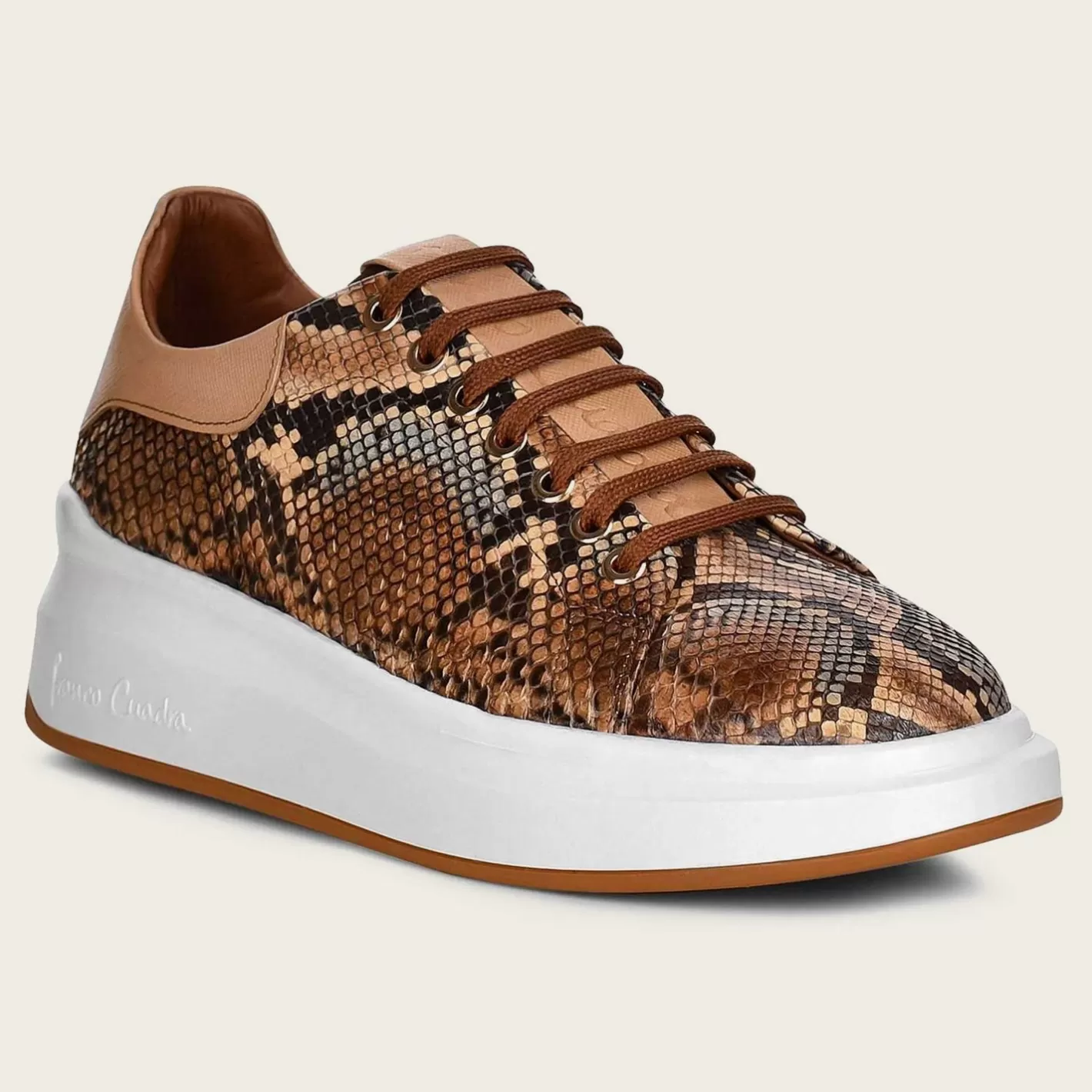 Cuadra Genuine Python Brown Leather Sneakers Fashion