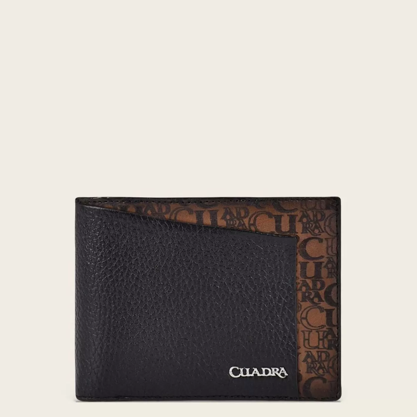 Cuadra Handmade Bifold Black Leather Wallet Cheap