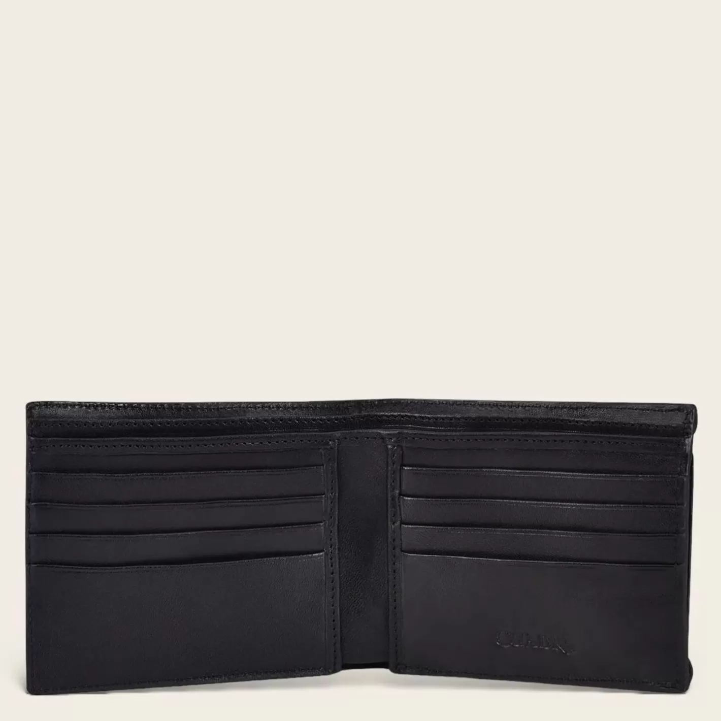 Cuadra Handmade Bifold Black Leather Wallet Cheap