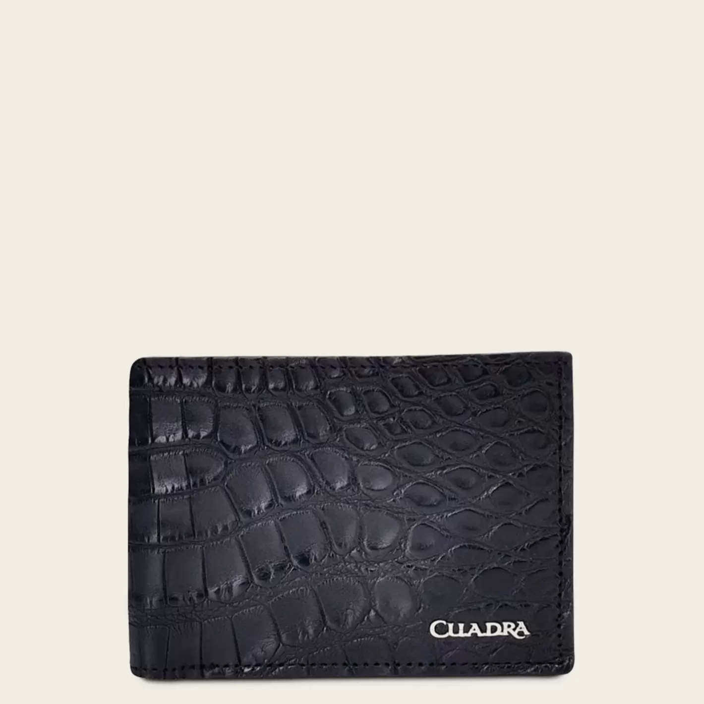 Cuadra Handmade Black Bifold Exotic Leather Wallet Fashion