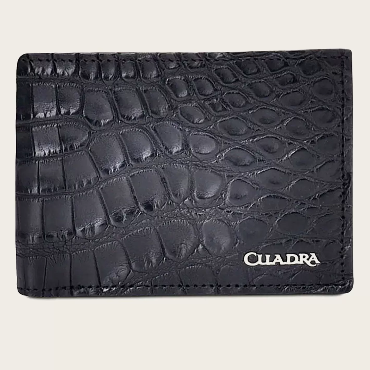 Cuadra Handmade Black Bifold Exotic Leather Wallet Fashion