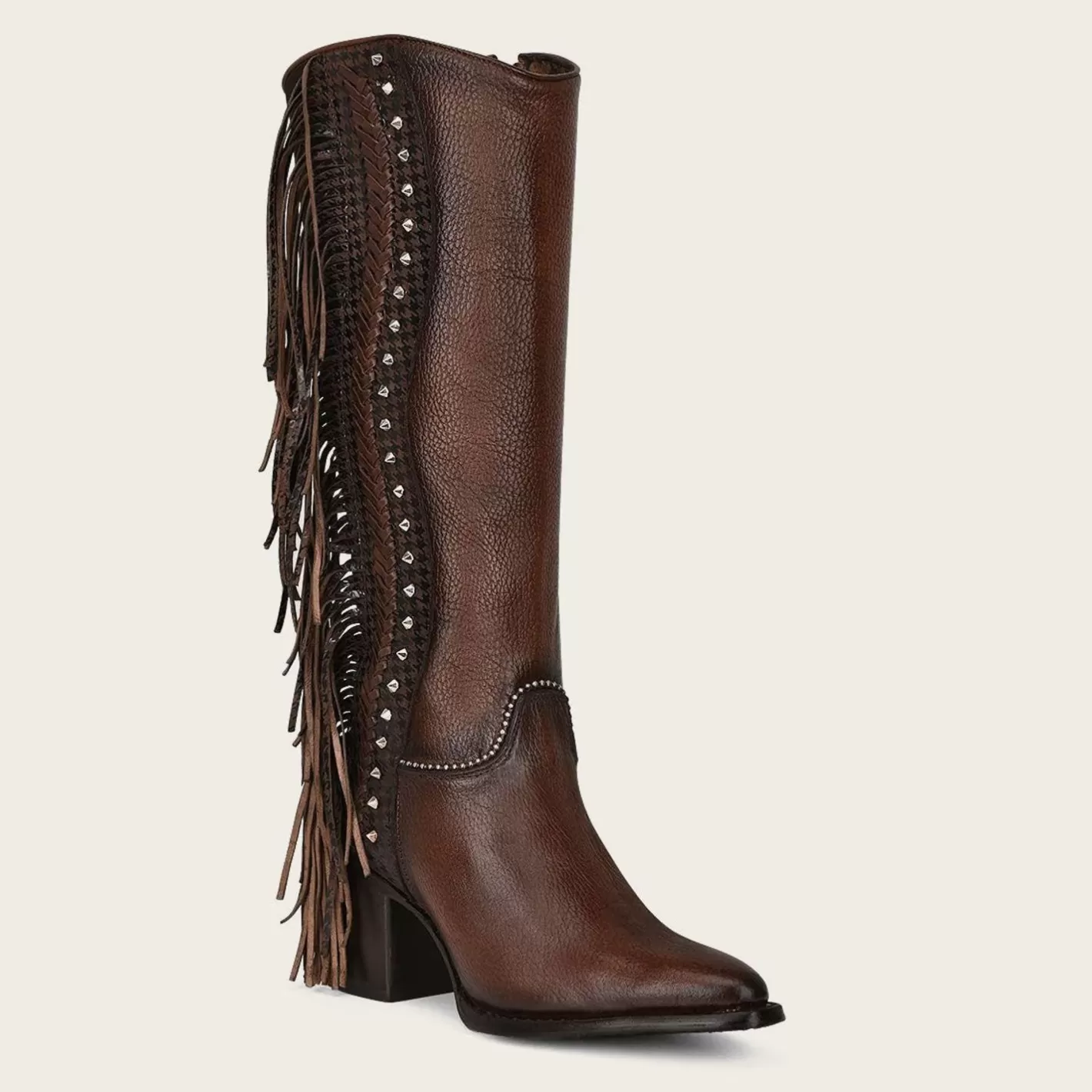 Cuadra Handmade Braiding Brown Leather Boot Best Sale