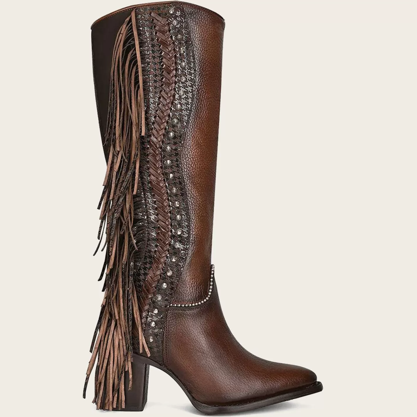 Cuadra Handmade Braiding Brown Leather Boot Best Sale