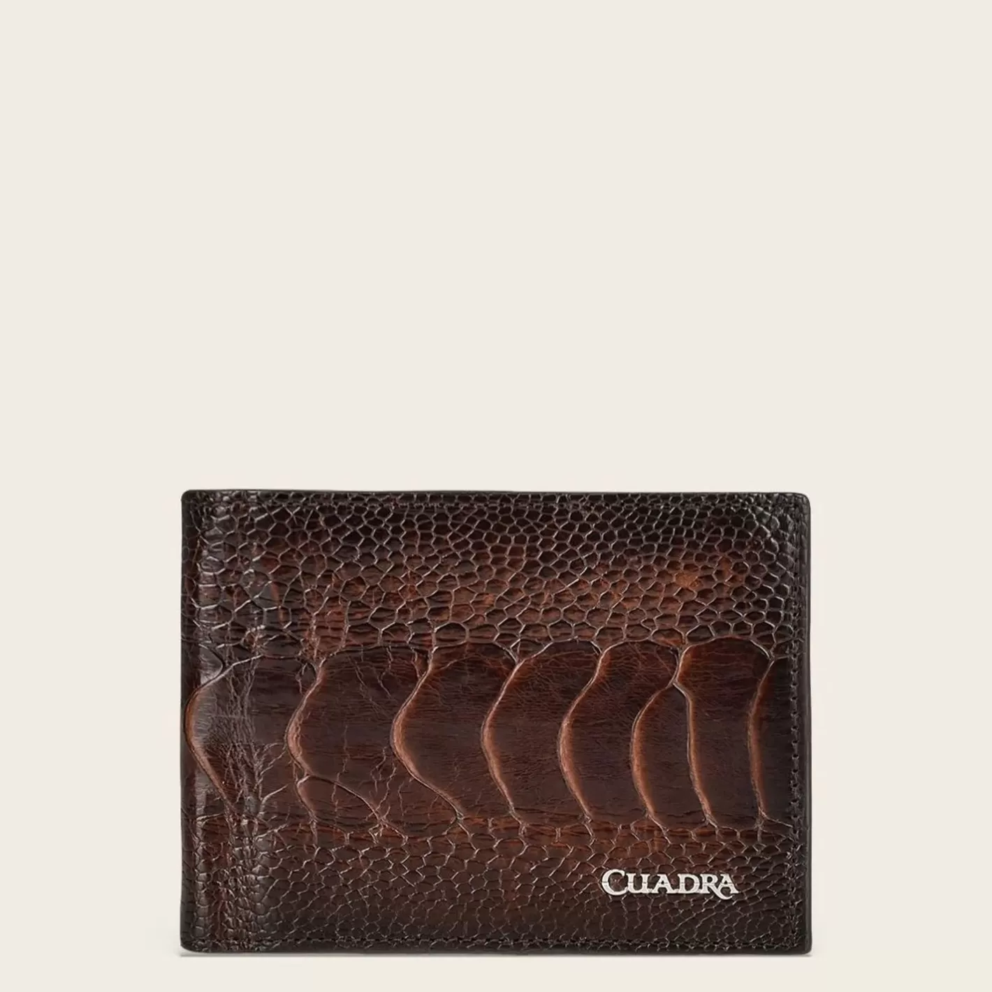 Cuadra Handmade Brown Exotic Ostrich Leg Leather Bifold Wallet Best