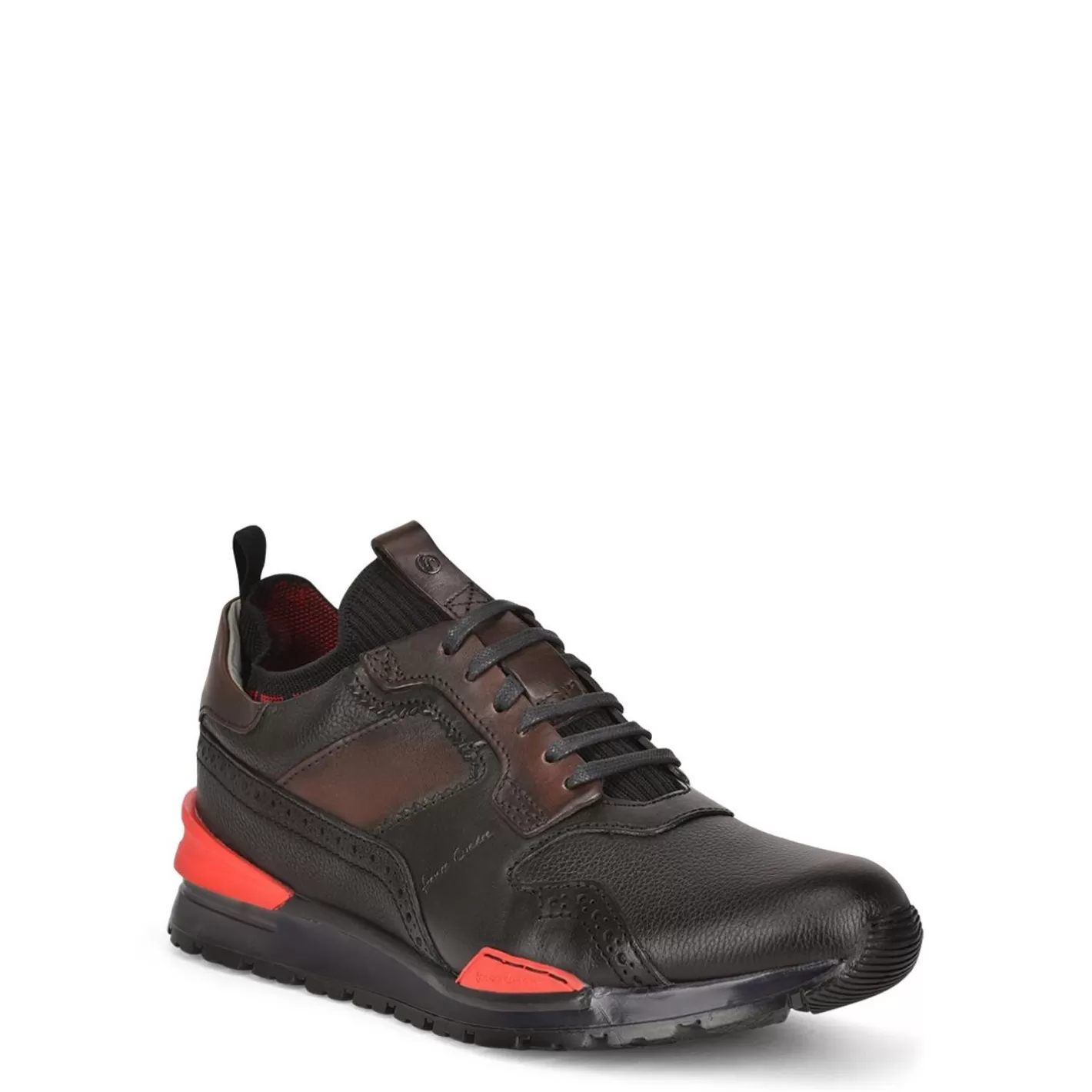 Cuadra Hand-Painted Black Leather Sneakers Clearance