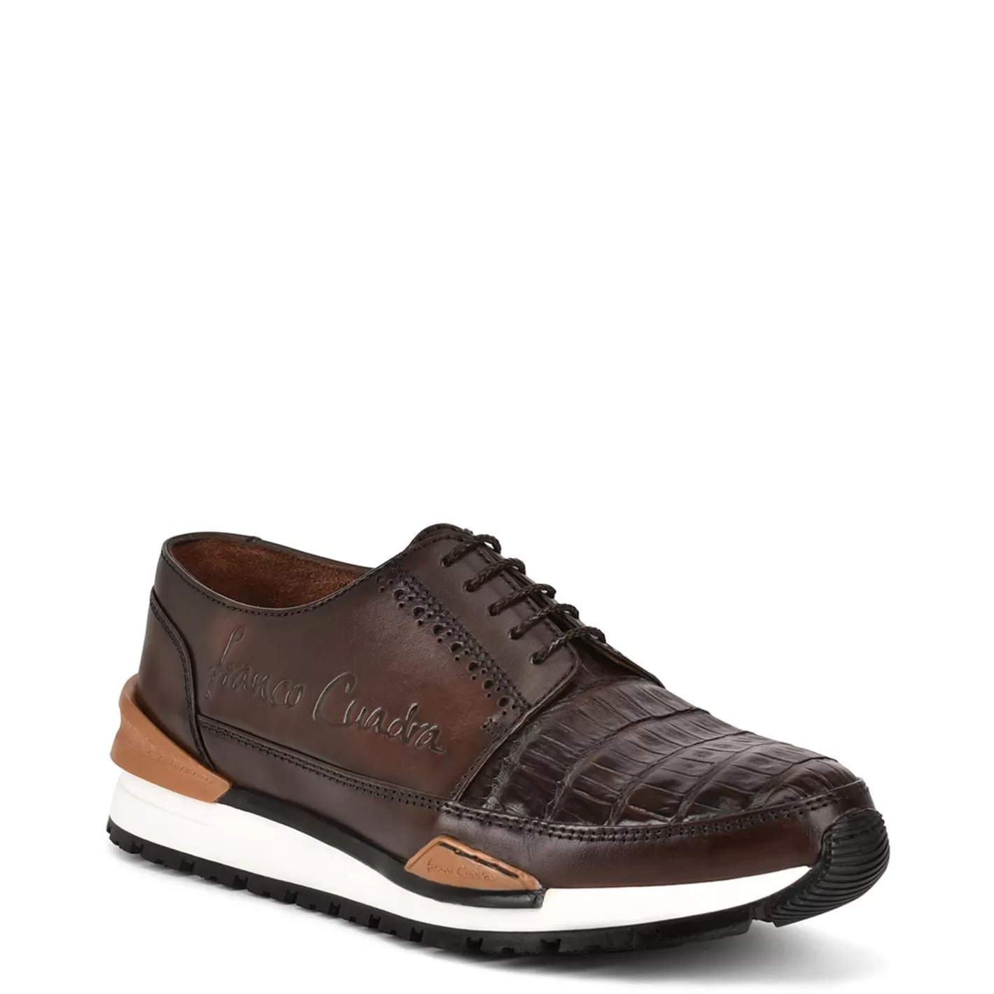 Cuadra Hand-Painted Brown Exotic Leather Sneakers Shop