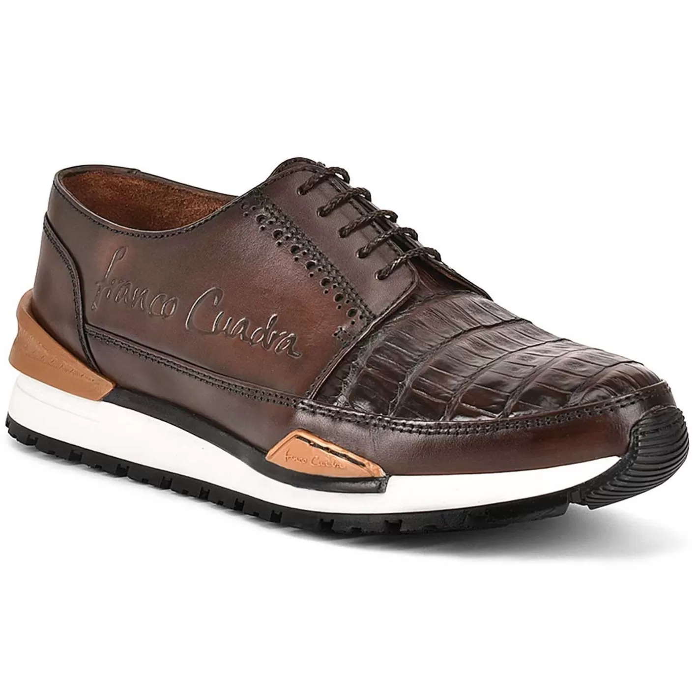 Cuadra Hand-Painted Brown Exotic Leather Sneakers Shop