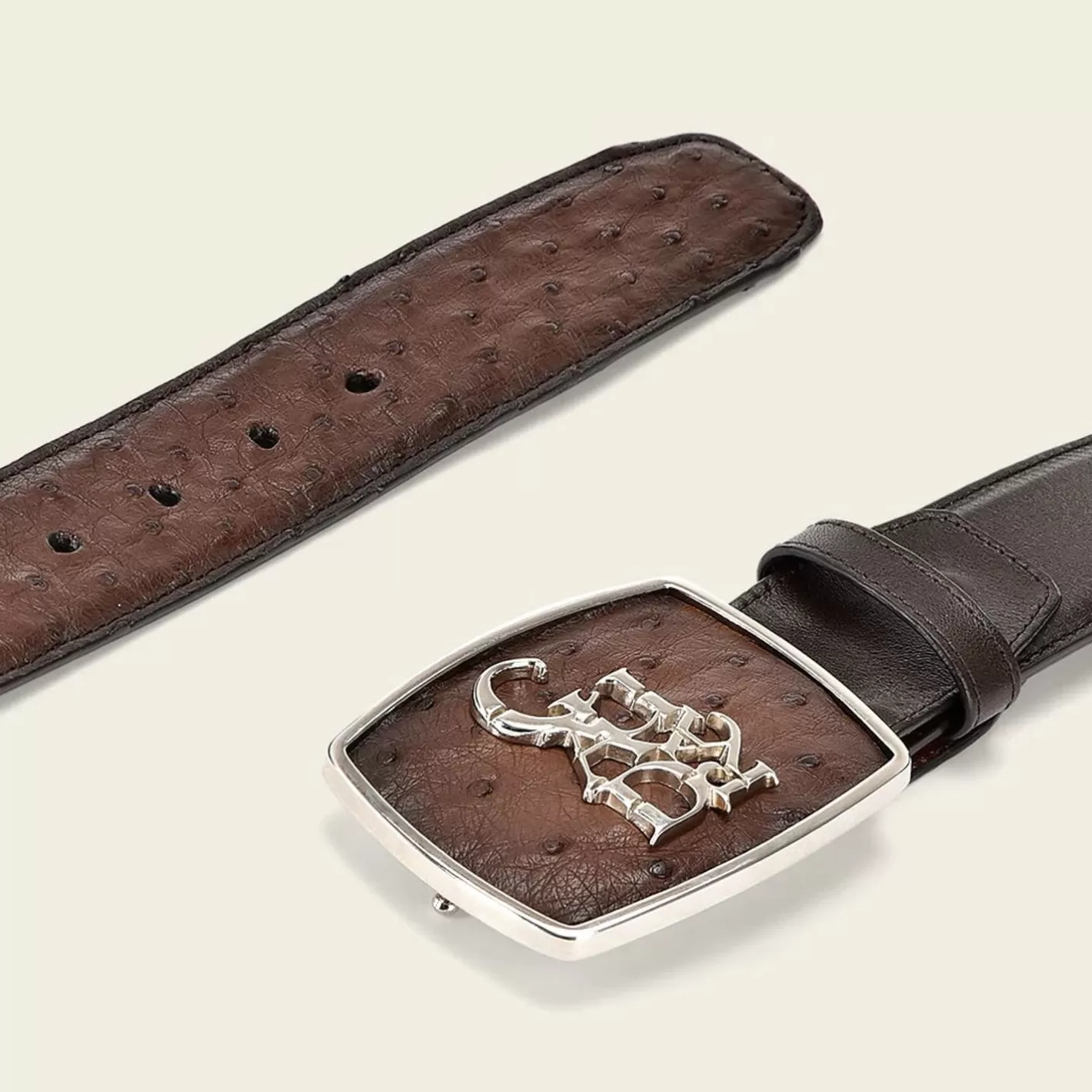 Cuadra Hand-Painted Brown Ostrich Leather Western Belt Store