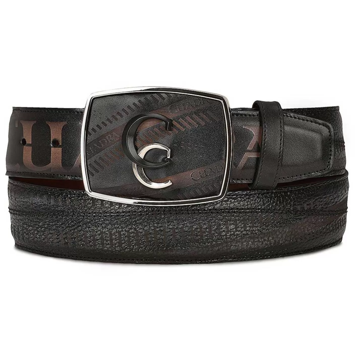 Cuadra Hand-Painted Grey Leather Western Belt With Double Metal Insert New