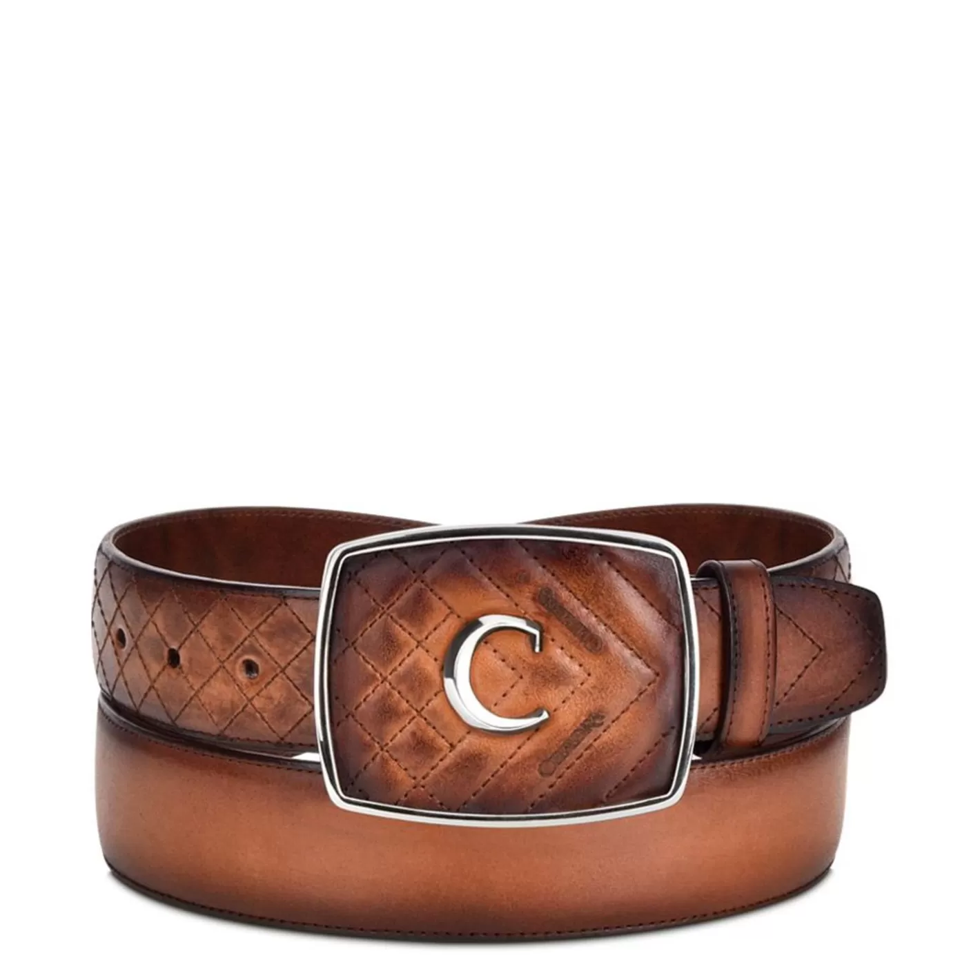 Cuadra Hand-Painted Honey Leather Minimalist Western Belt Fashion