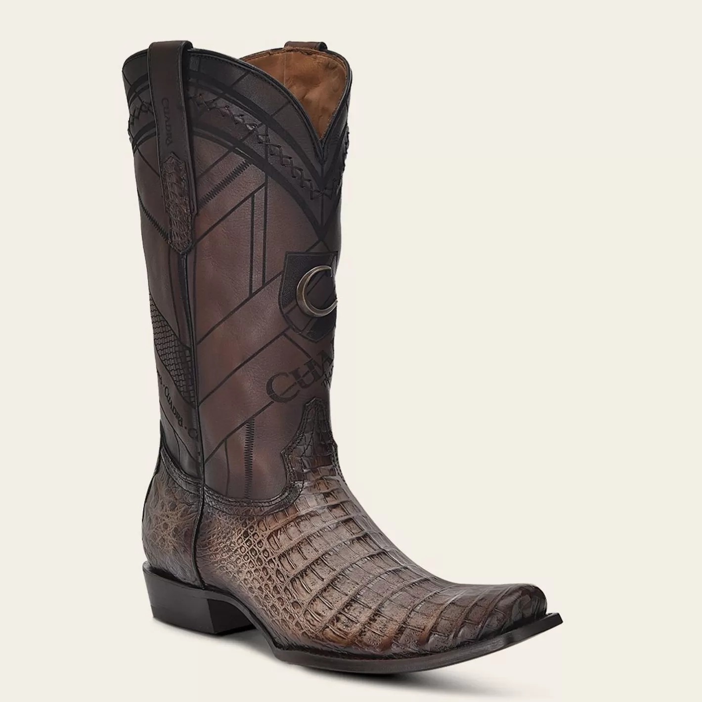 Cuadra Hand-Painted Traditional Exotic Dark Brown Leather Boot Sale