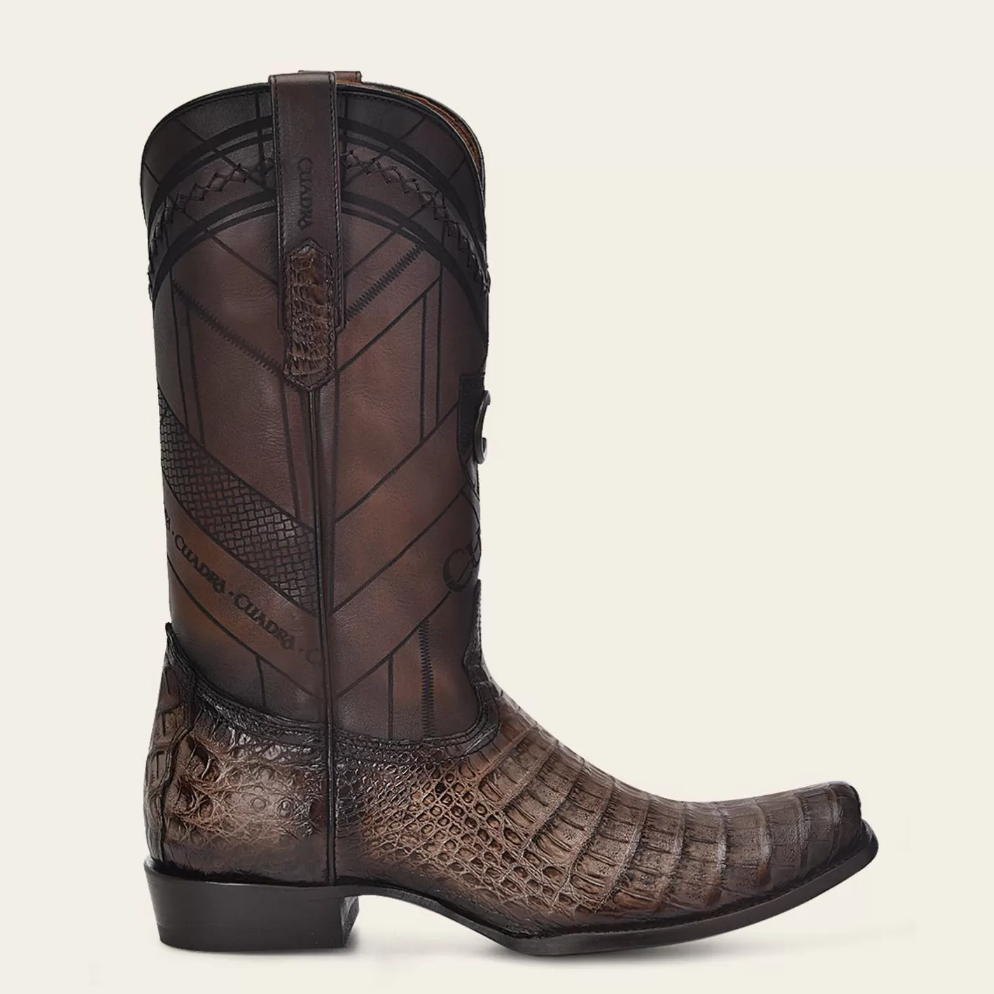 Cuadra Hand-Painted Traditional Exotic Dark Brown Leather Boot Sale