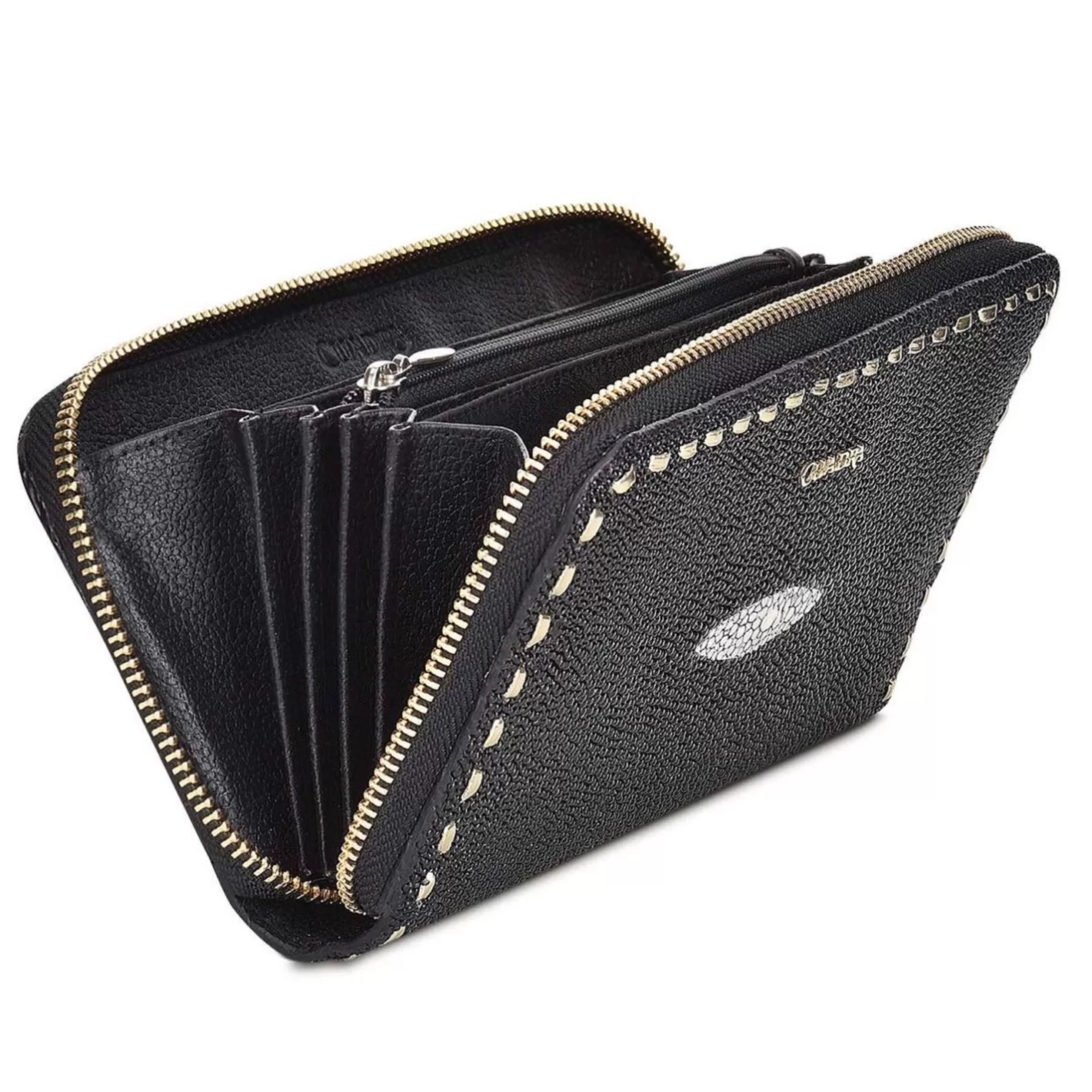 Cuadra Handwoven Black Leather Bifold Wallet Hot