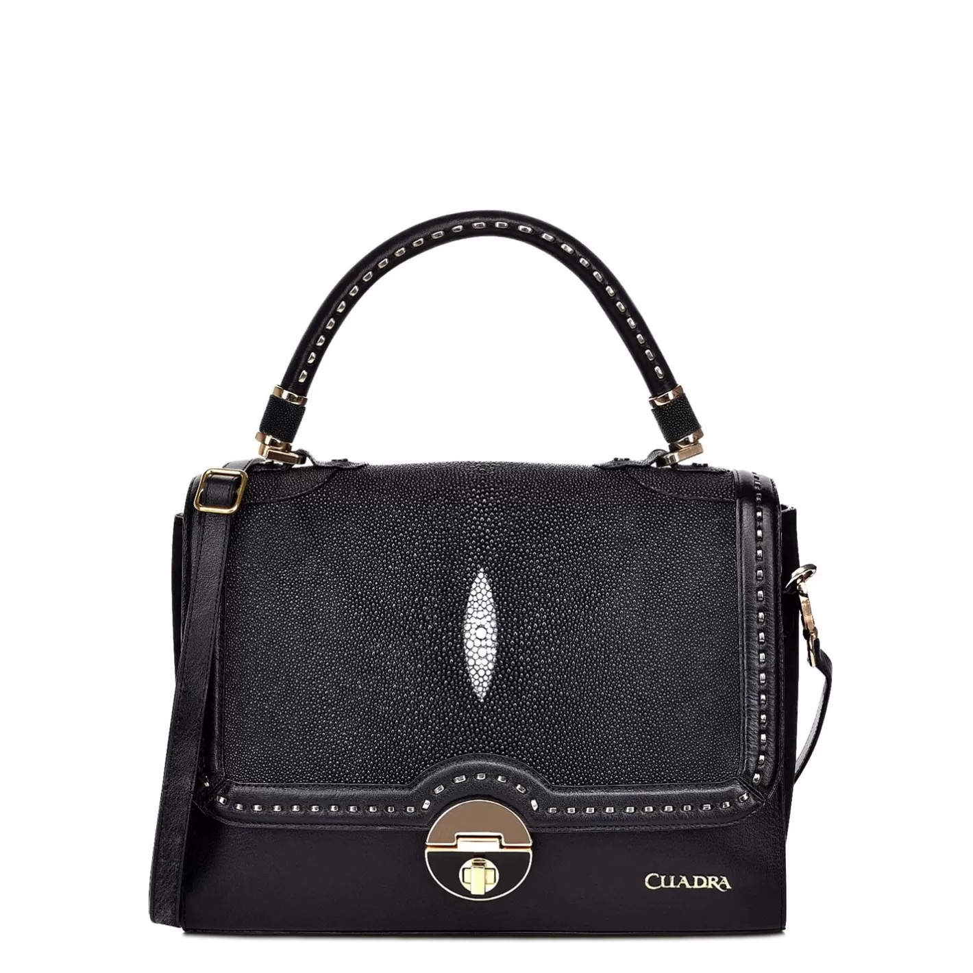 Cuadra Handwoven Black Leather Satchel Bag Best Sale