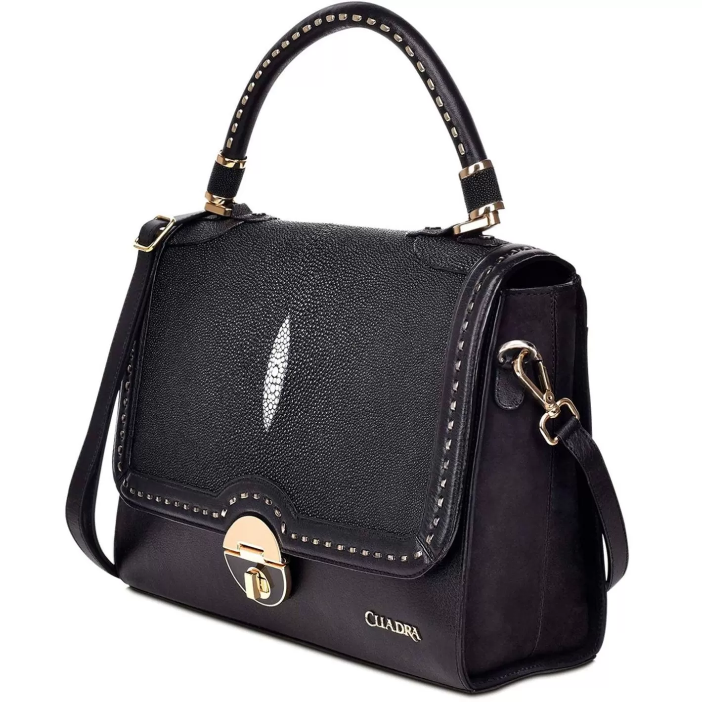 Cuadra Handwoven Black Leather Satchel Bag Best Sale