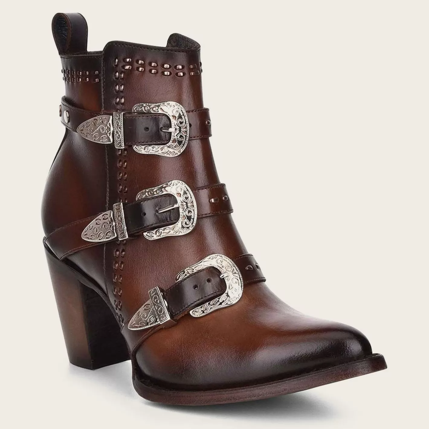 Cuadra Handwoven Brown Leather Bootie Flash Sale