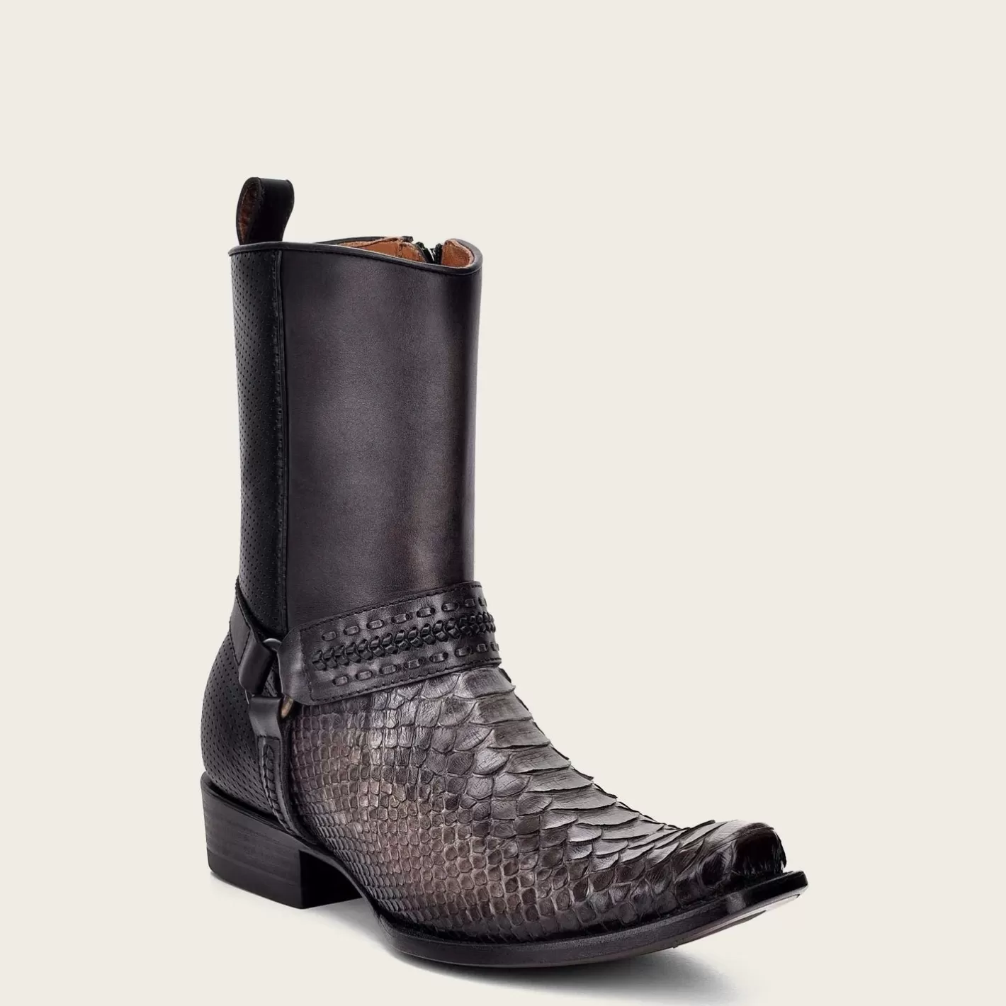 Cuadra Handwoven Grey Python Leather Boots For Men Best Sale