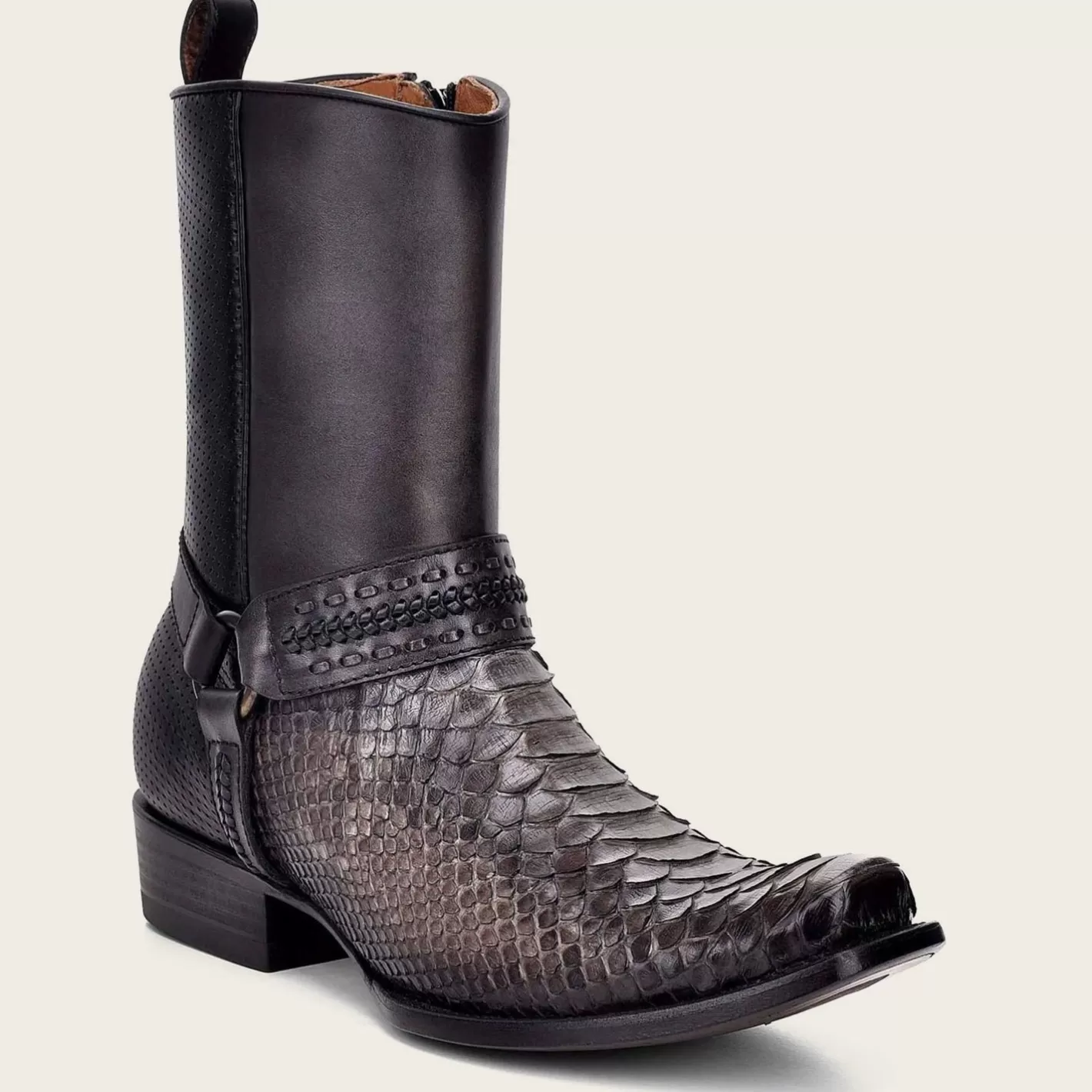 Cuadra Handwoven Grey Python Leather Boots For Men Best Sale