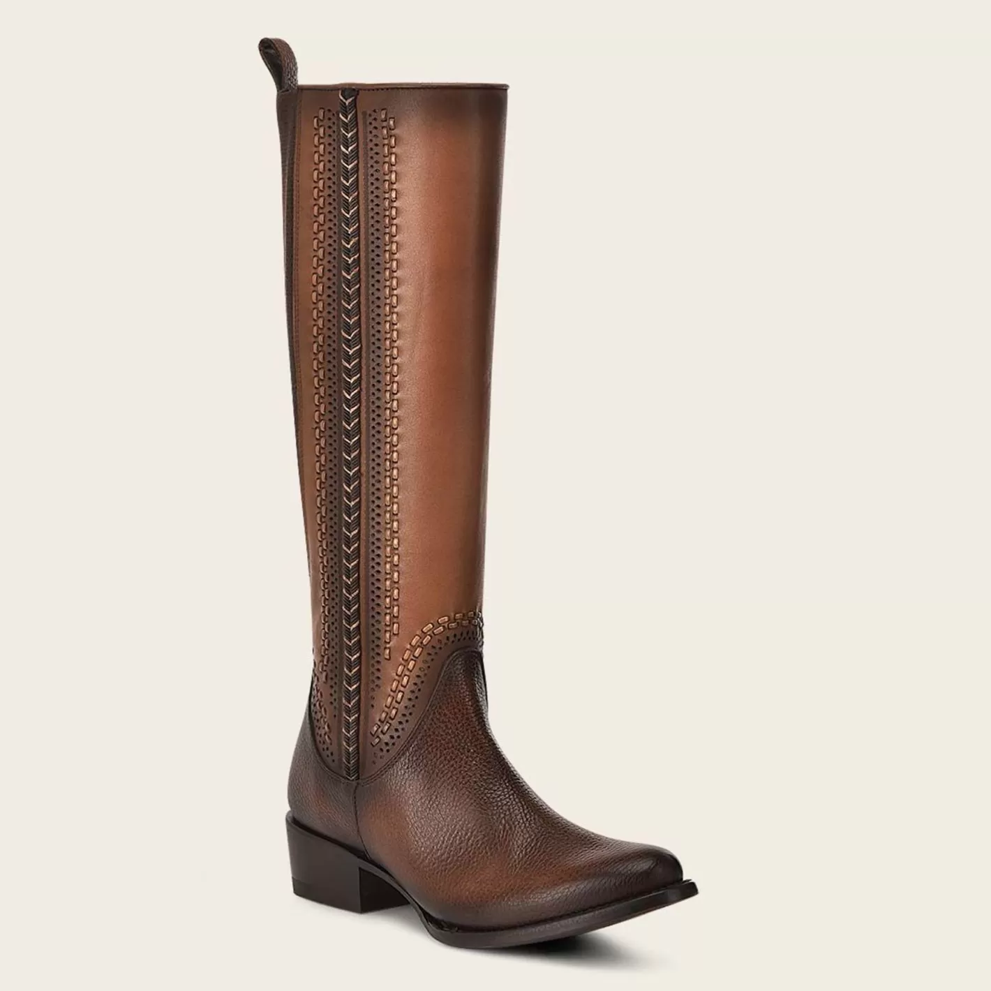 Cuadra High Brown Boot With Different Textures New