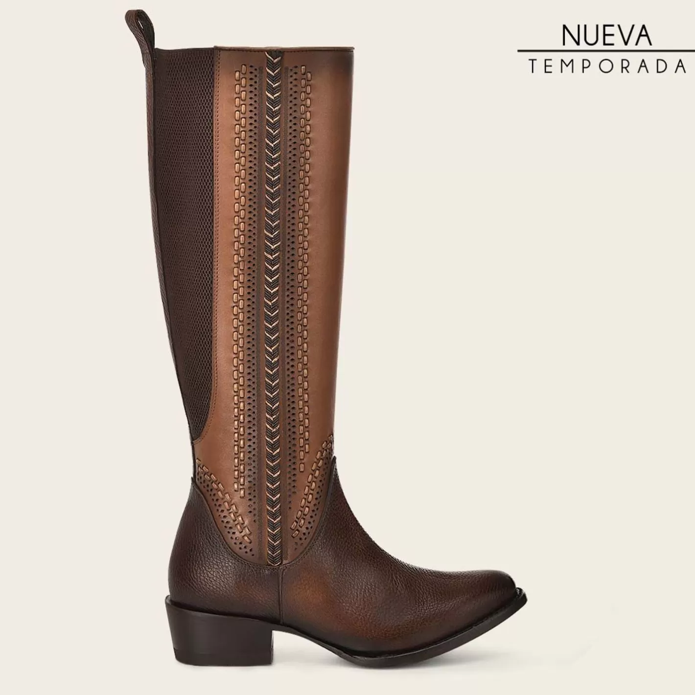 Cuadra High Brown Boot With Different Textures New