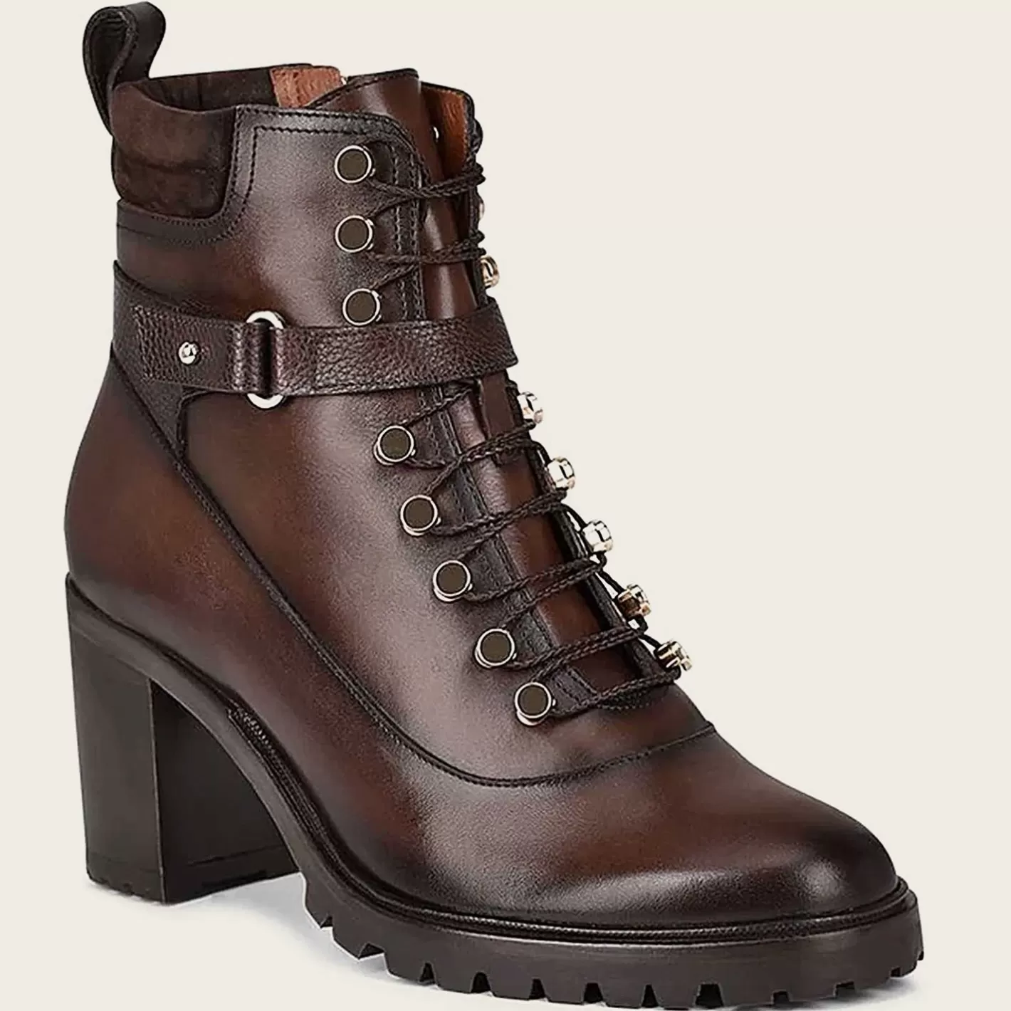 Cuadra High Heel Urban Brown Leather Bootie Clearance