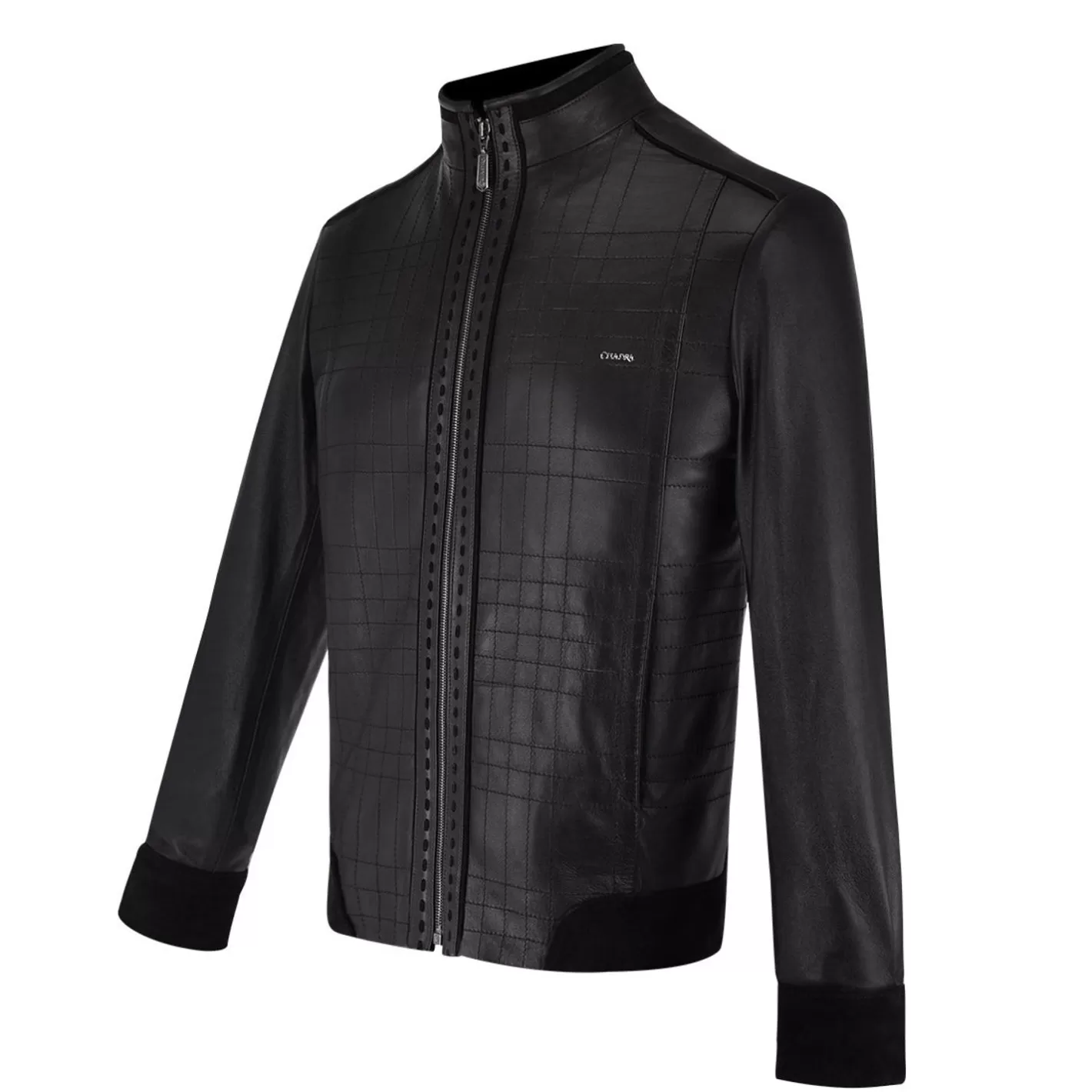 Cuadra Mandarin Neck Black Leather Jacket Store