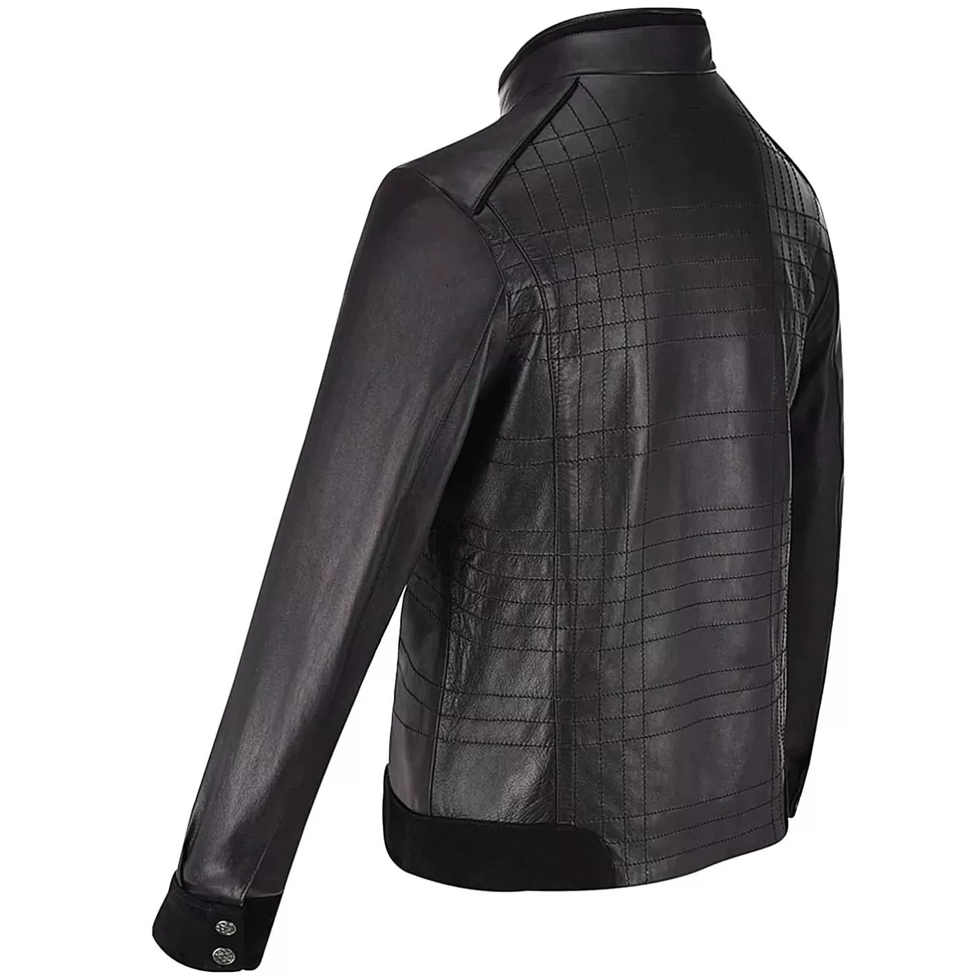 Cuadra Mandarin Neck Black Leather Jacket Store