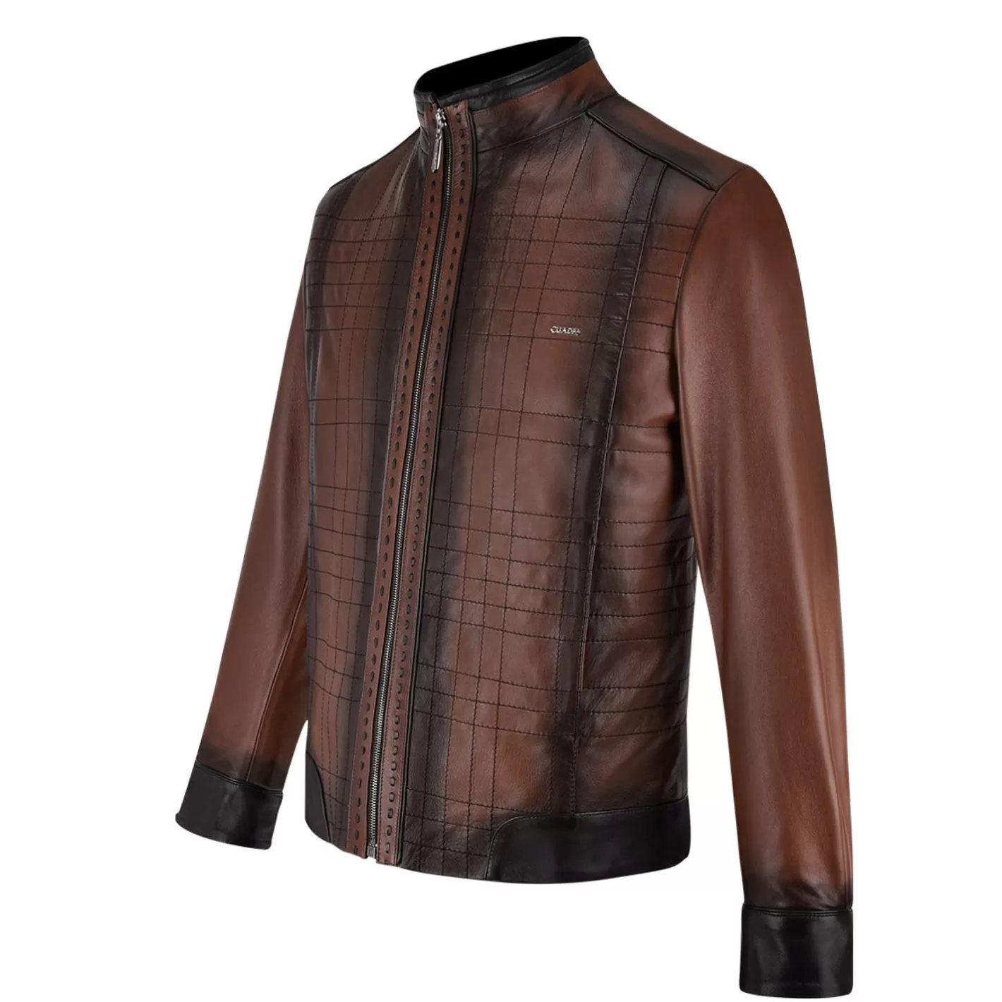 Cuadra Mandarin Neck Dark Brown Leather Jacket Shop