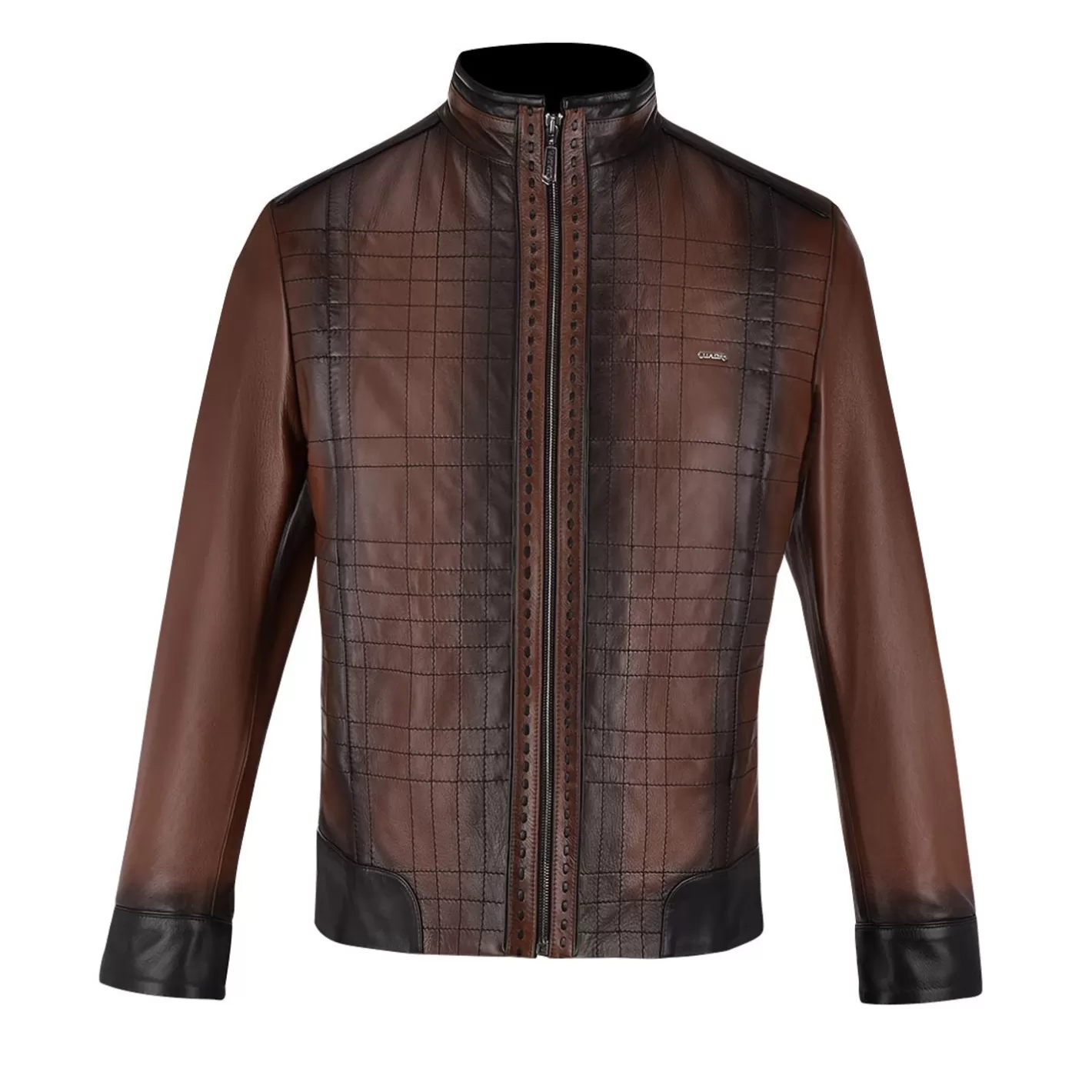 Cuadra Mandarin Neck Dark Brown Leather Jacket Shop