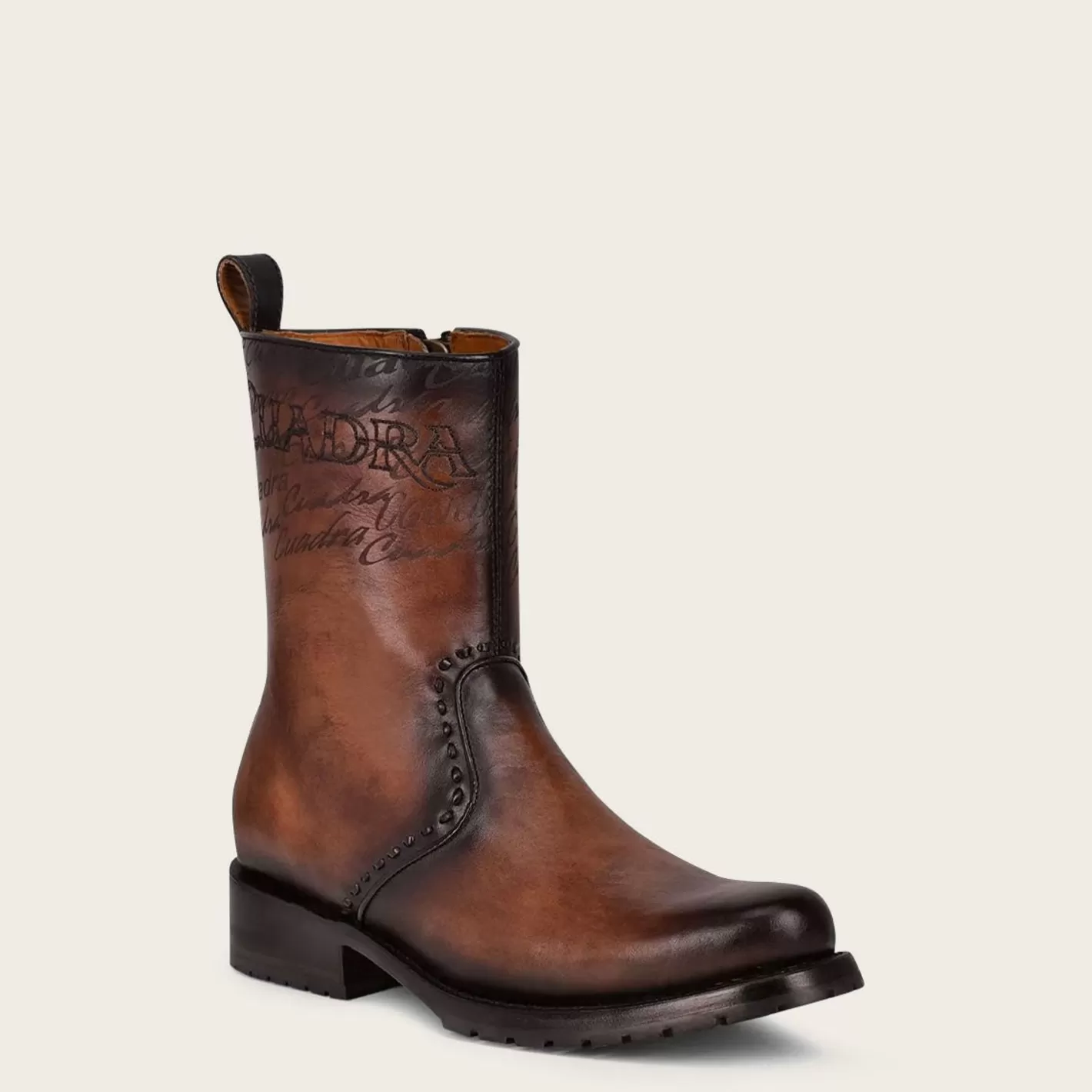 Cuadra Mens Brown Dress Boots Embroidery And Engraved On Leather Online