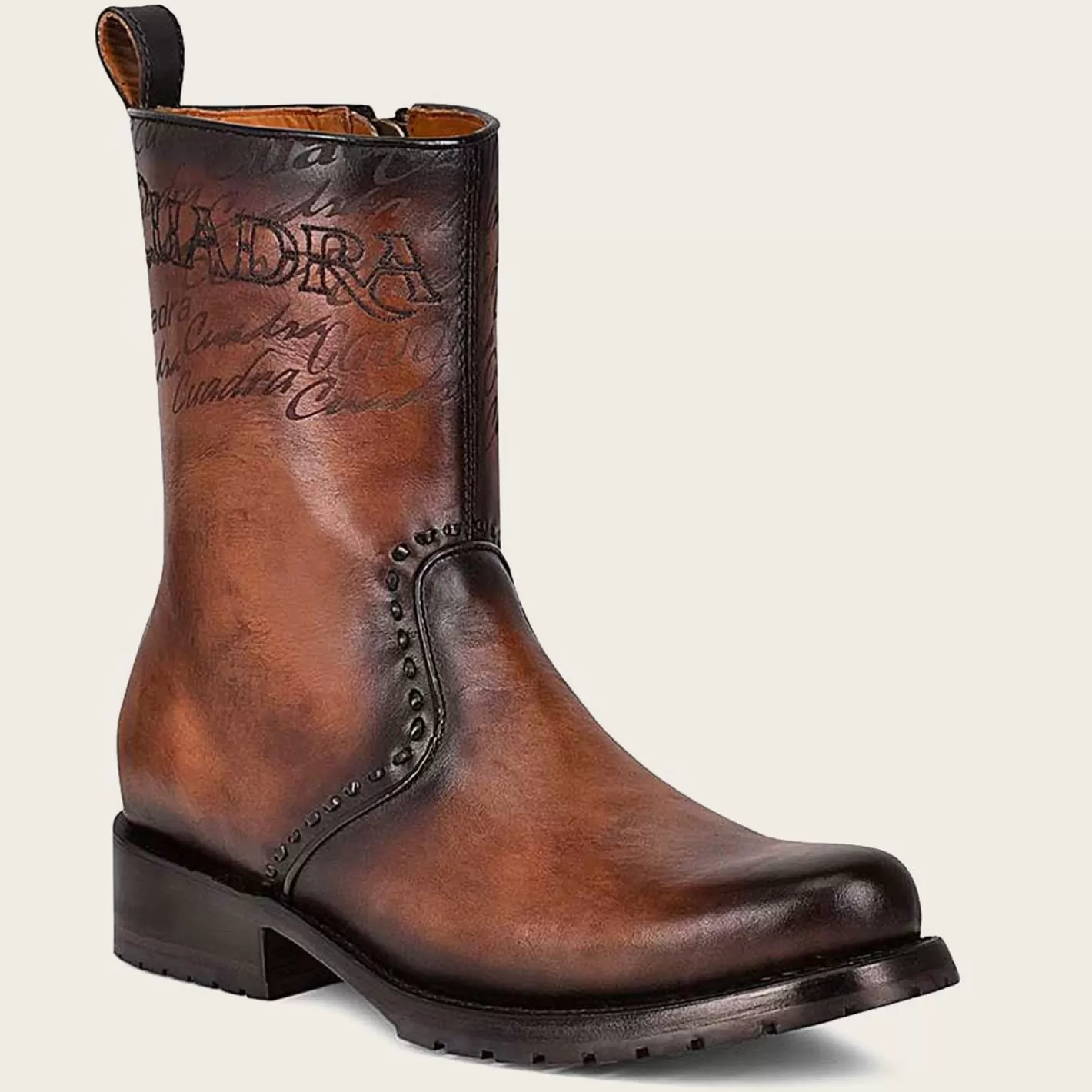 Cuadra Mens Brown Dress Boots Embroidery And Engraved On Leather Online