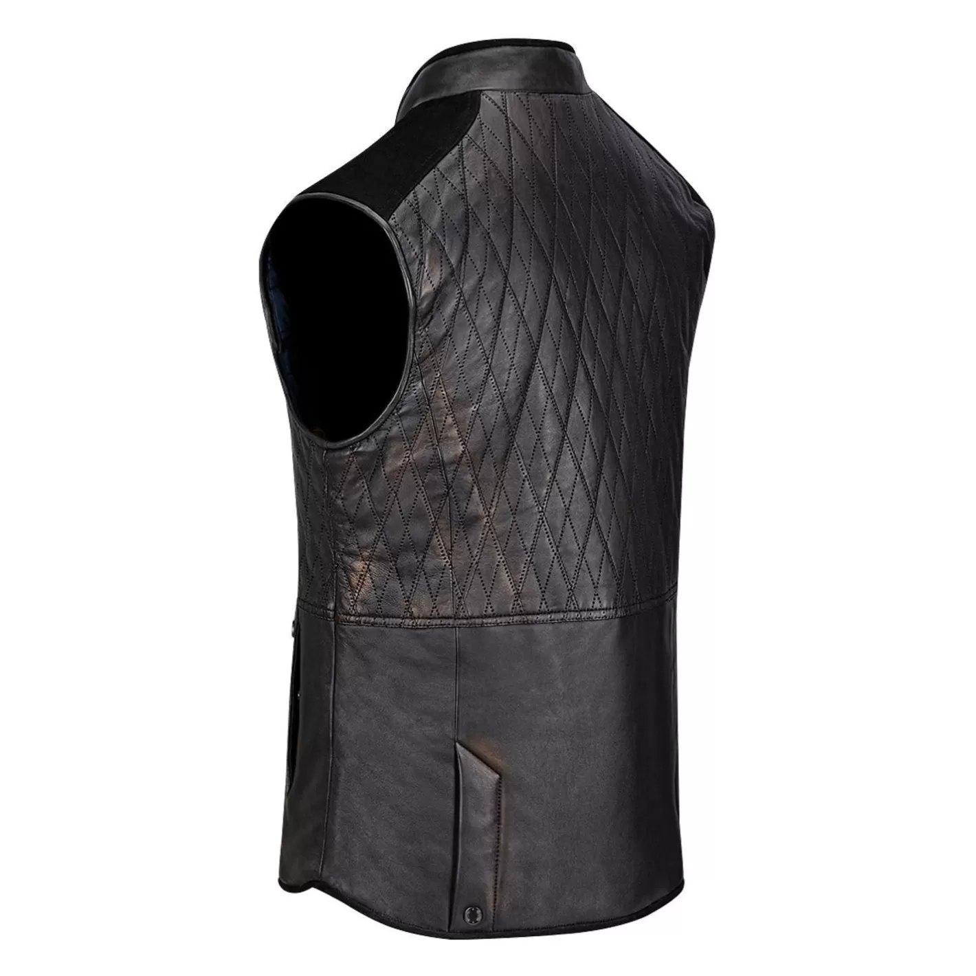 Cuadra Mens Doble View Black Leather Vest Cheap