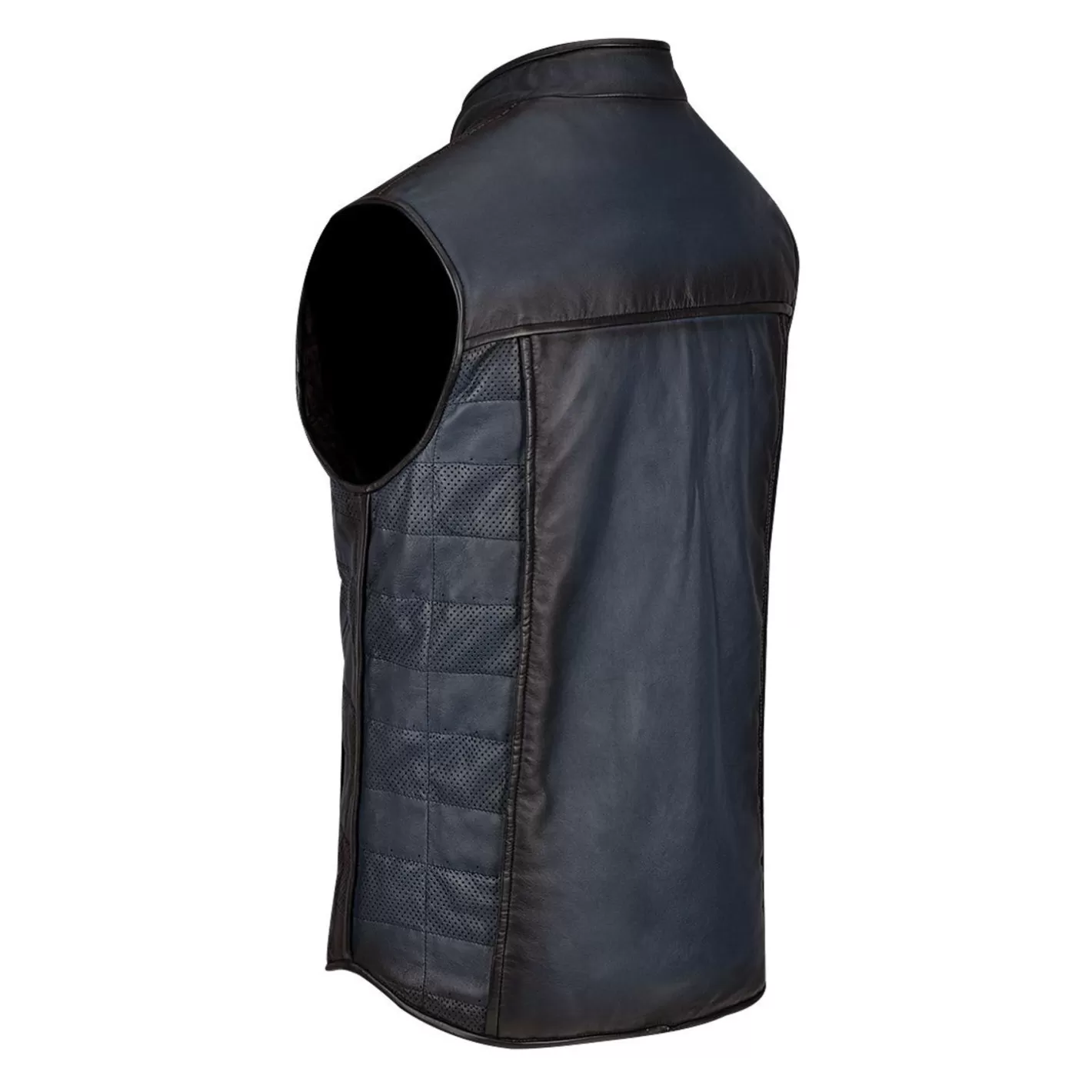 Cuadra Mens Doble View Blue Leather Vest Best