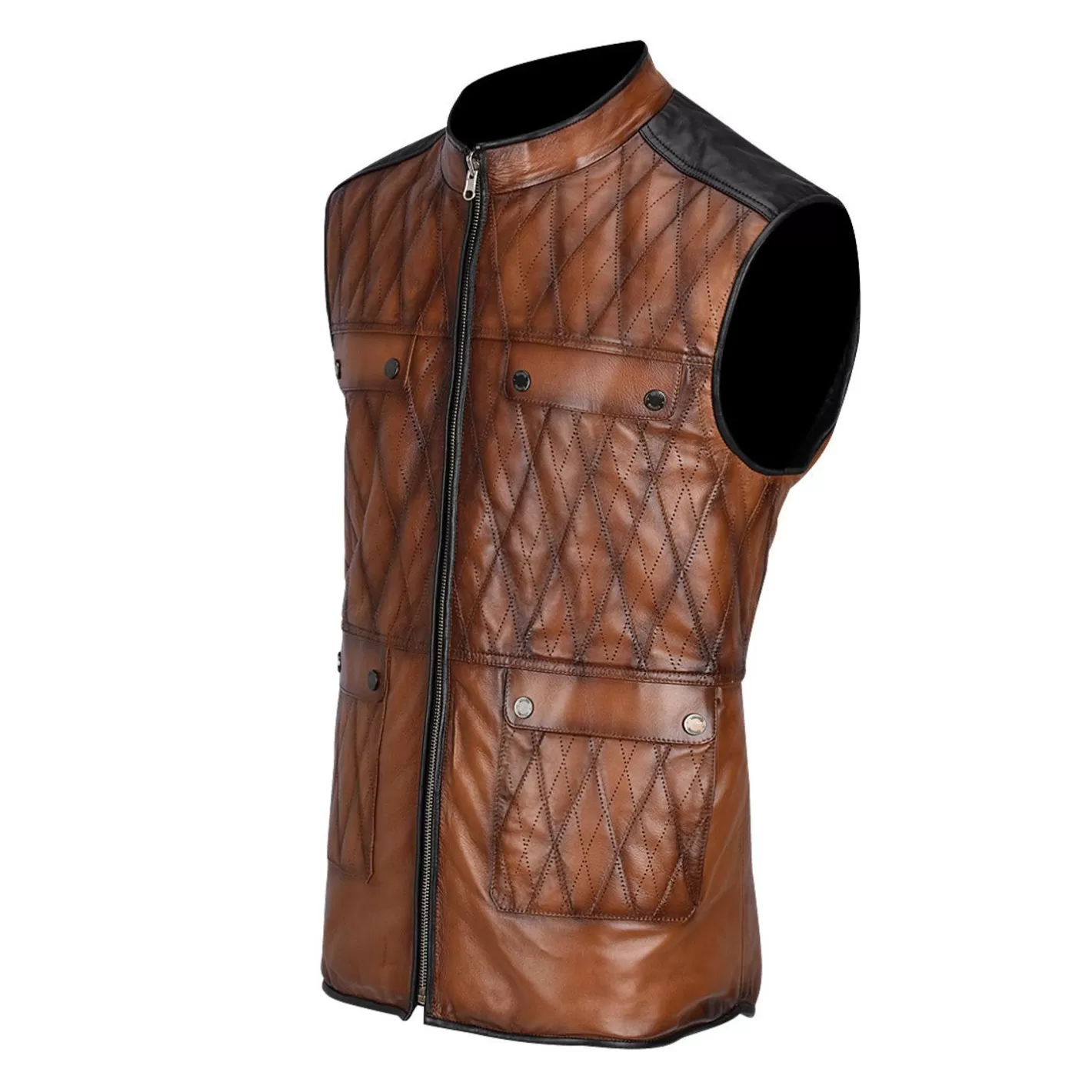 Cuadra Mens Doble View Brown Leather Vest Sale