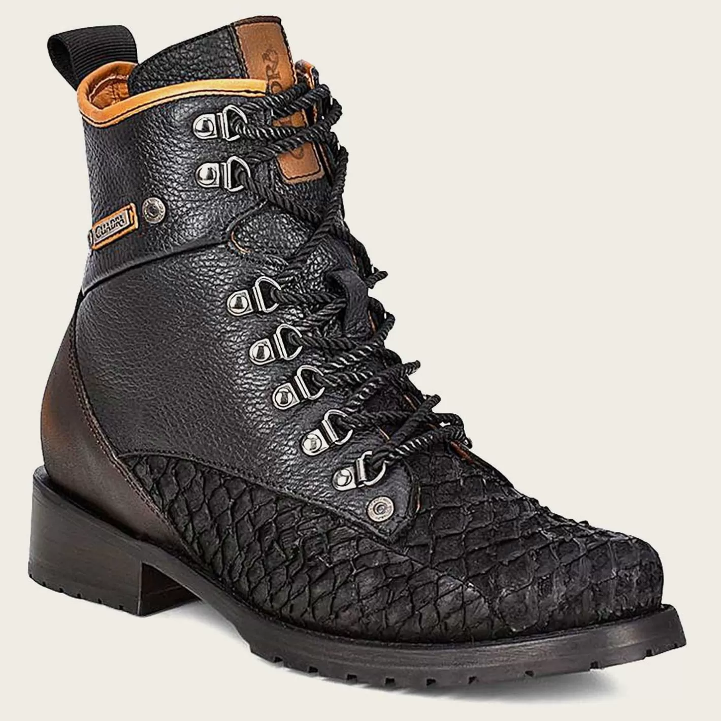 Cuadra Mens Leather Ankle Boots Black Poisson Leather Online