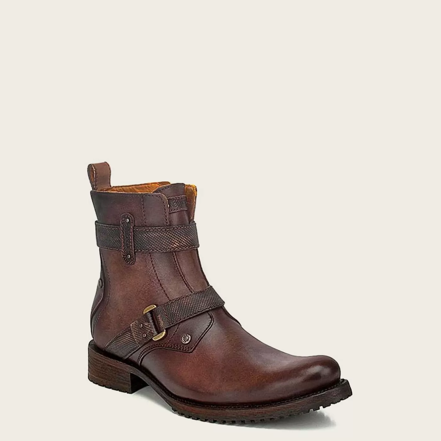 Cuadra Mens Leather Ankle Boots, Hand-Painted In Brown Color Hot