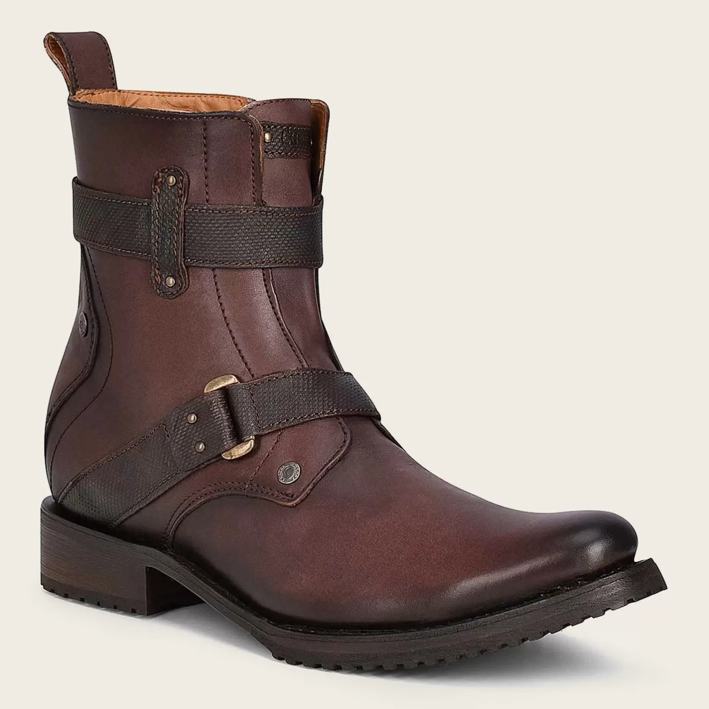 Cuadra Mens Leather Ankle Boots, Hand-Painted In Brown Color Hot