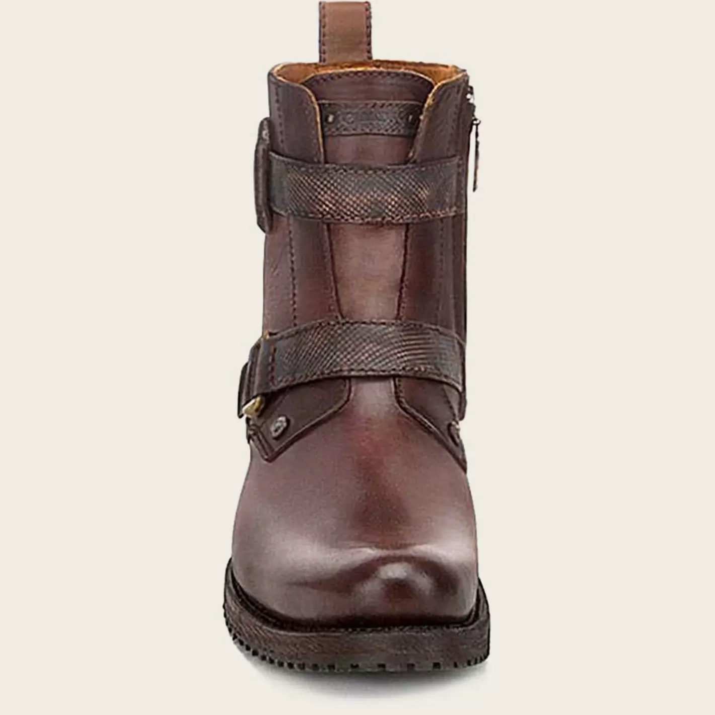 Cuadra Mens Leather Ankle Boots, Hand-Painted In Brown Color Hot
