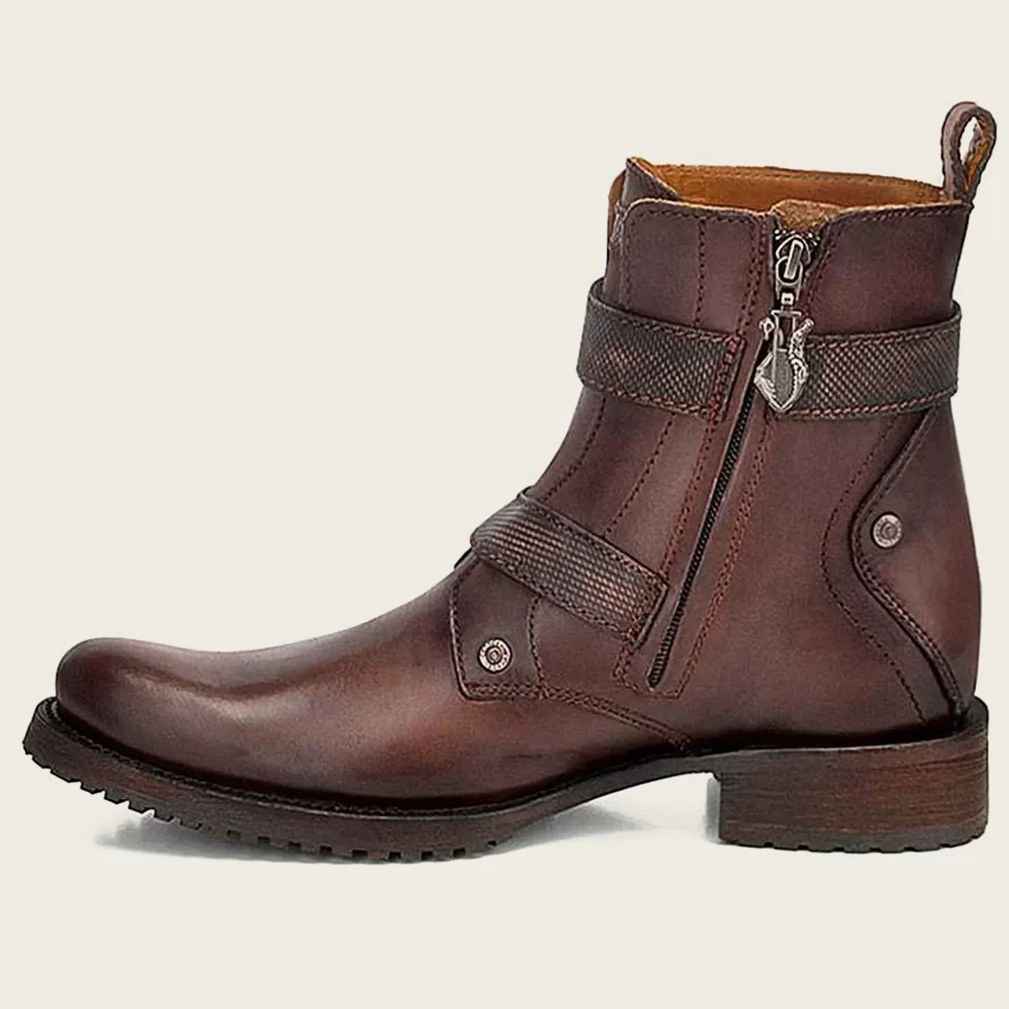 Cuadra Mens Leather Ankle Boots, Hand-Painted In Brown Color Hot