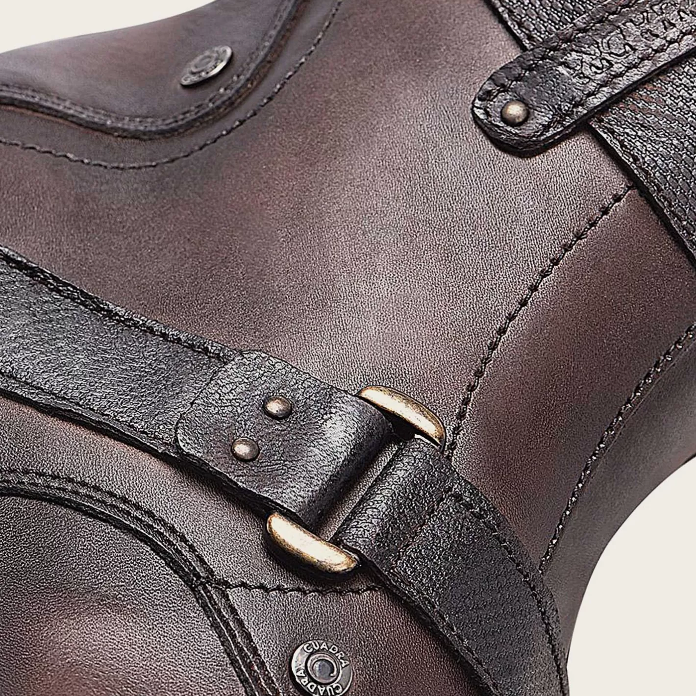 Cuadra Mens Leather Ankle Boots, Hand-Painted In Brown Color Hot