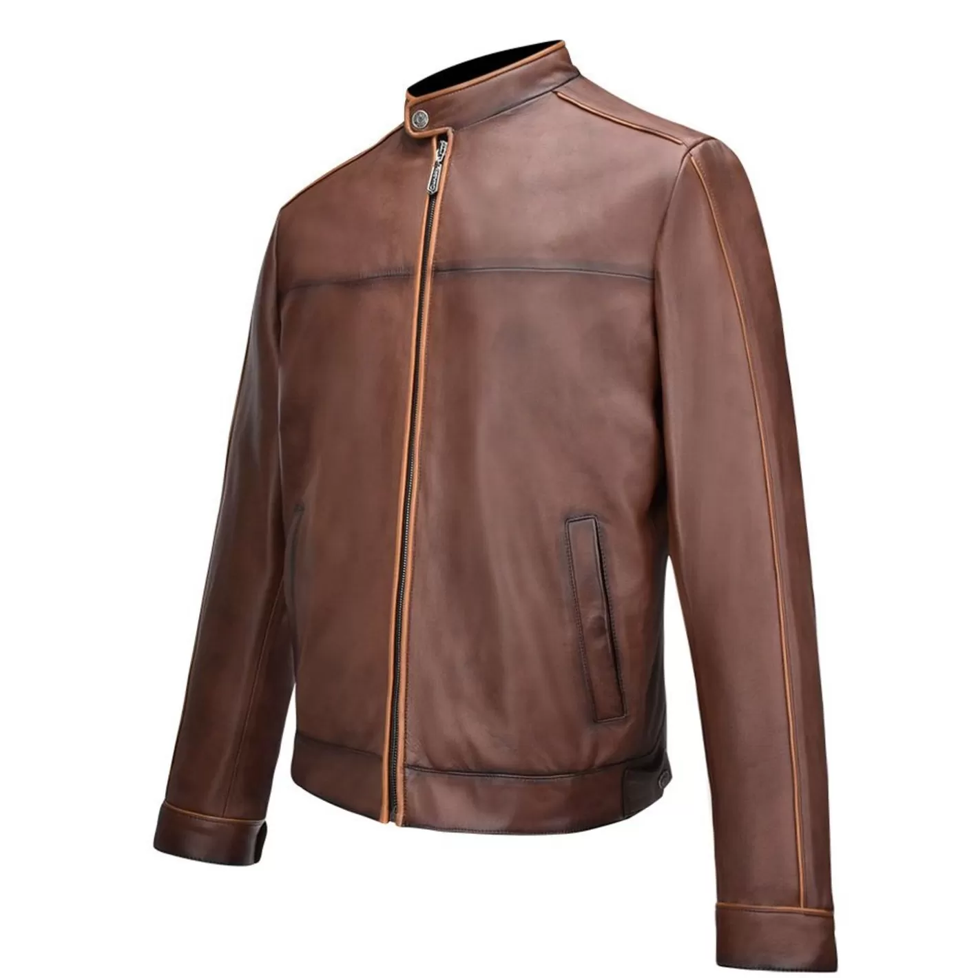 Cuadra Minimalist Brown Leather Jacket Clearance