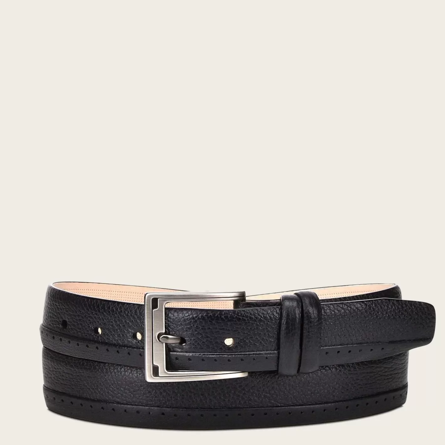 Cuadra Perforated Black Leather Belt Online